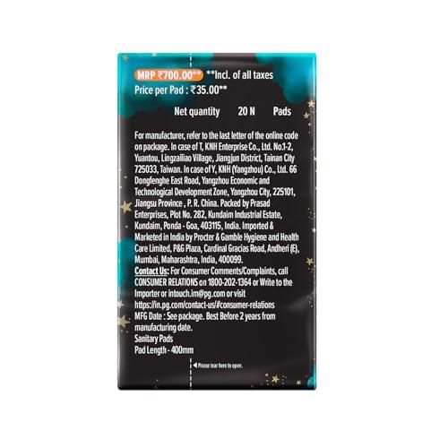 Whisper Whisper Ultra Night Sanitary Pads for Women, XXXL 20 Napkins