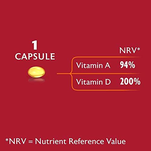 Seven Seas Seven Seas Cod Liver Oil Tablets with Omega-3, Fish Oil, One A Day, 4 Months Supply (120 Capsules), EPA & DHA, with High Strength Vitamin D & A (Pack of 2)