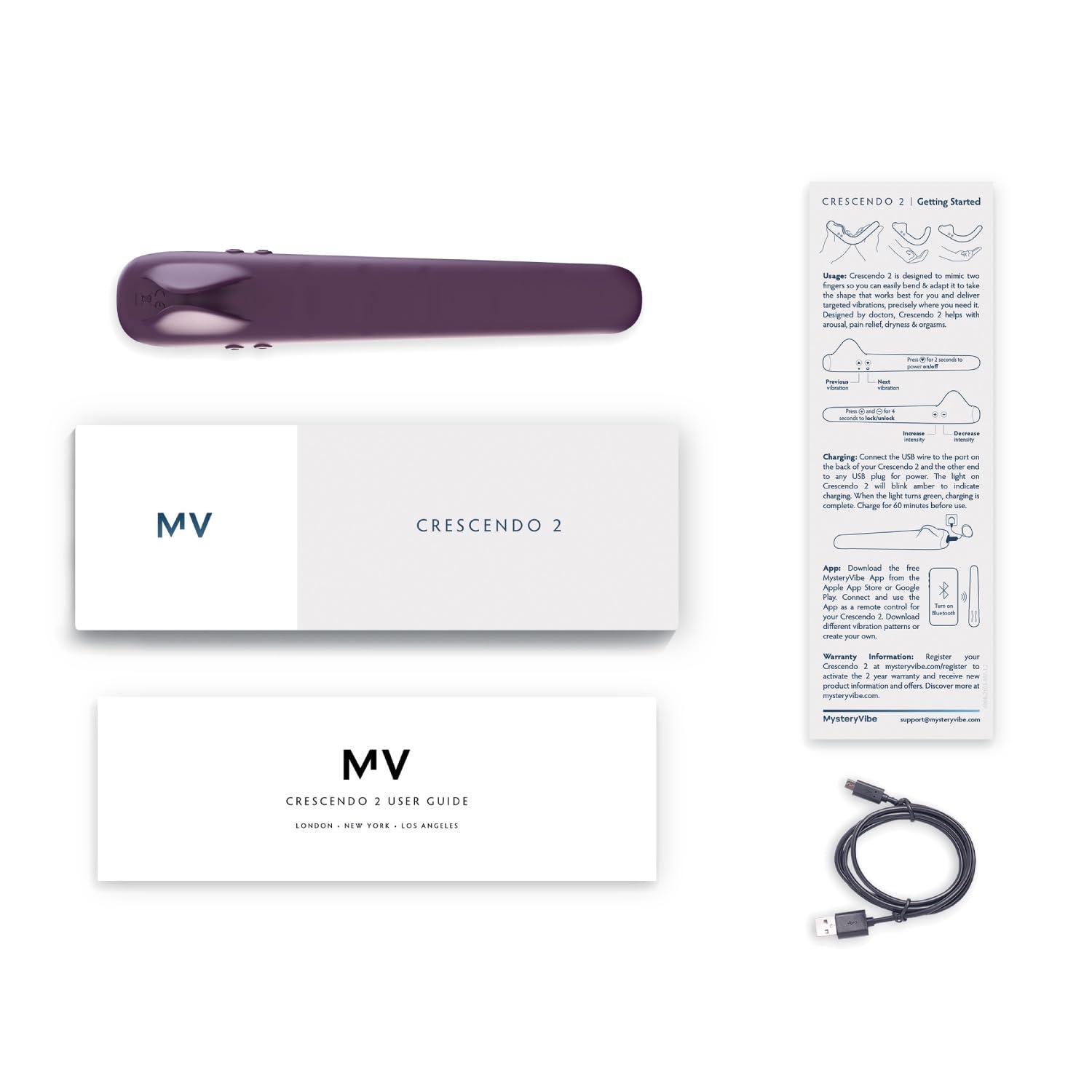 MysteryVibe Crescendo 2, Smart Vibrating Intimate Massager Award-Winning, Ultra-Bendable Vibrator for Pelvic Wellness, Muscle Relaxation&ComfortEnhance Sensation, Support Blood Flow,Promote Natural Lubrication