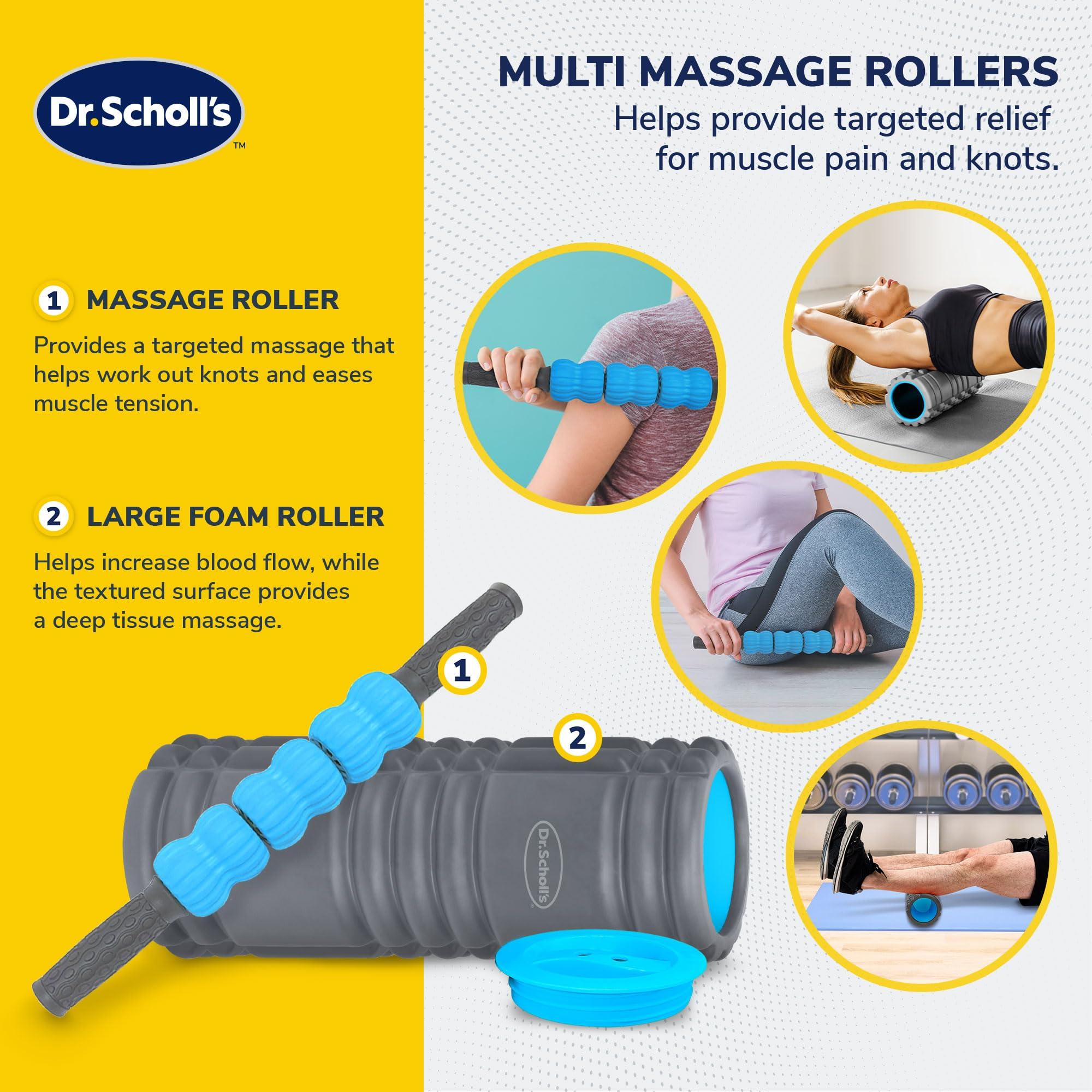 Dr. Scholl\'s Dr. Scholl\'s 5-in-1 Stretch and Recovery Massager Set, Includes Hollow Core Massage Roller with End Caps, Muscle Roller Stick, Stretching Strap, Double Lacrosse Peanut, and Plantar Fascia Relief Ball