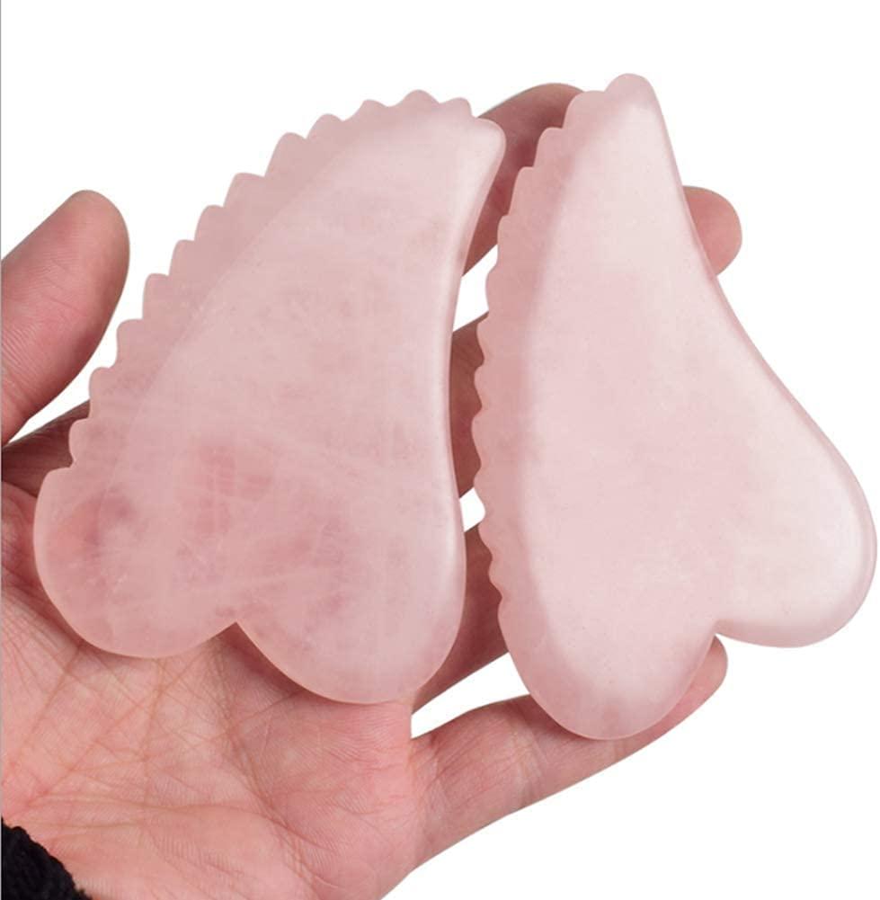WXHN WXHN Gua Sha Facial Tool Comb Edge Guasha Scraping Rose Quartz Massage