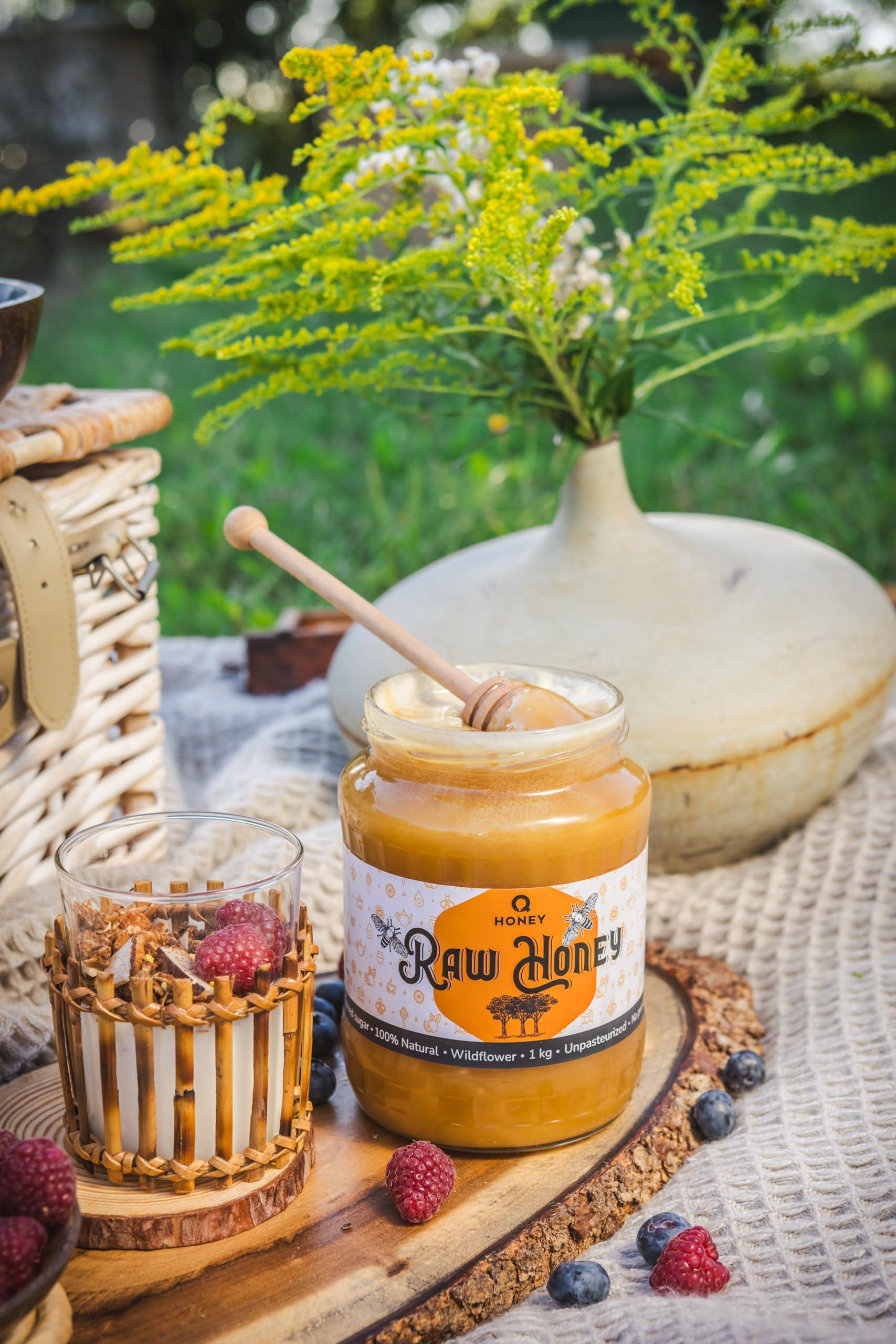 Q honey Pure Raw Honey 1kg Natural Unpasteurised Unfiltered Unheated Forest honey Wildflower Honey