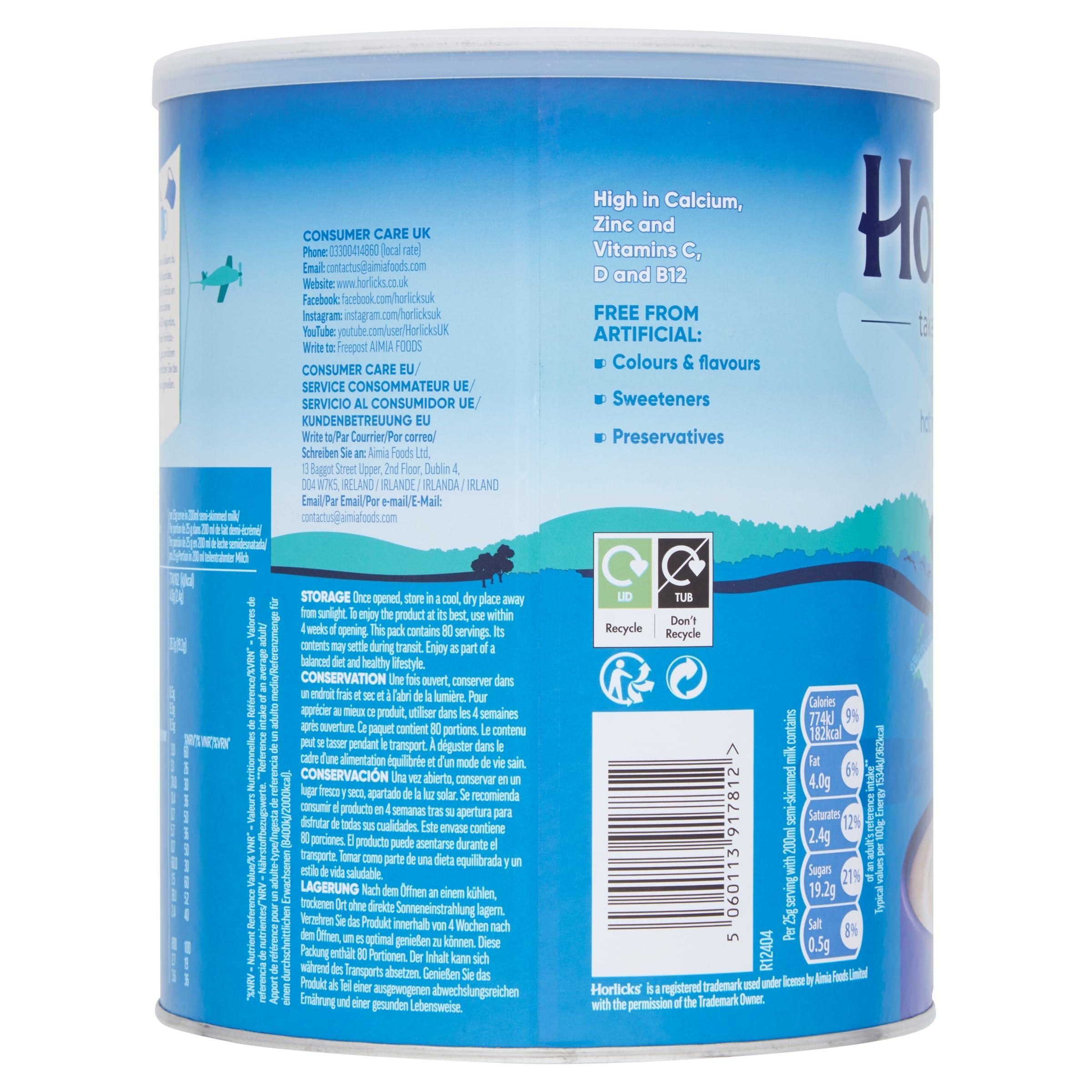 Horlicks Horlicks Original Malted Milk 2kg (Pack of 2) - Just add milk, The Original Malted Drink. High in Calcium, Zinc, Vitamin C, Vitamin D & Vitamin B12.