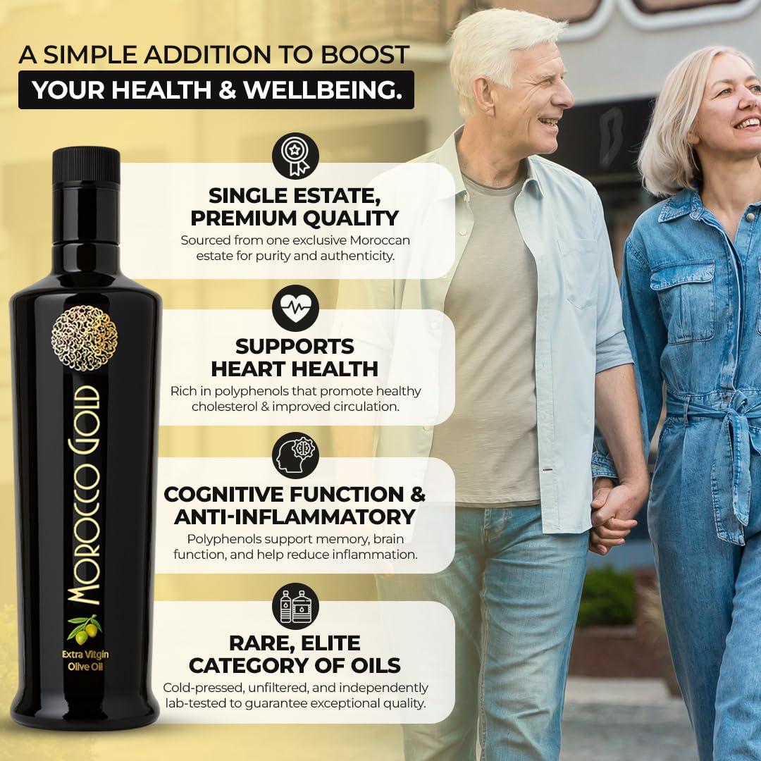 Morocco Gold Morocco Gold Single Estate Extra Virgin Olive Oil - Unfiltered, Unblended. High in Polyphenols. Pure and natural. 500ml