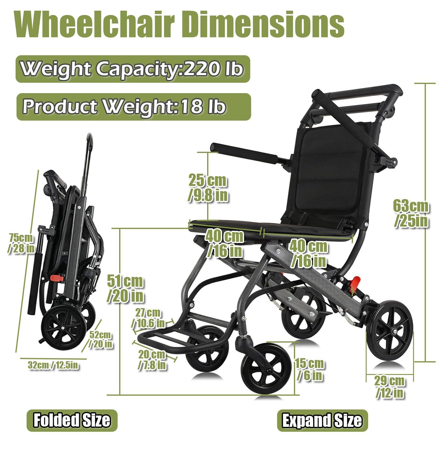 YFJBDKS YFJBDKS Ultra-Lightweight Adult Transport Wheelchair, Foldable Travel Wheelchair, with Spring Shock Absorption and Pull Rod Design for Easy Carrying, Weighing 18 Pounds,Yellow,Silver Frame