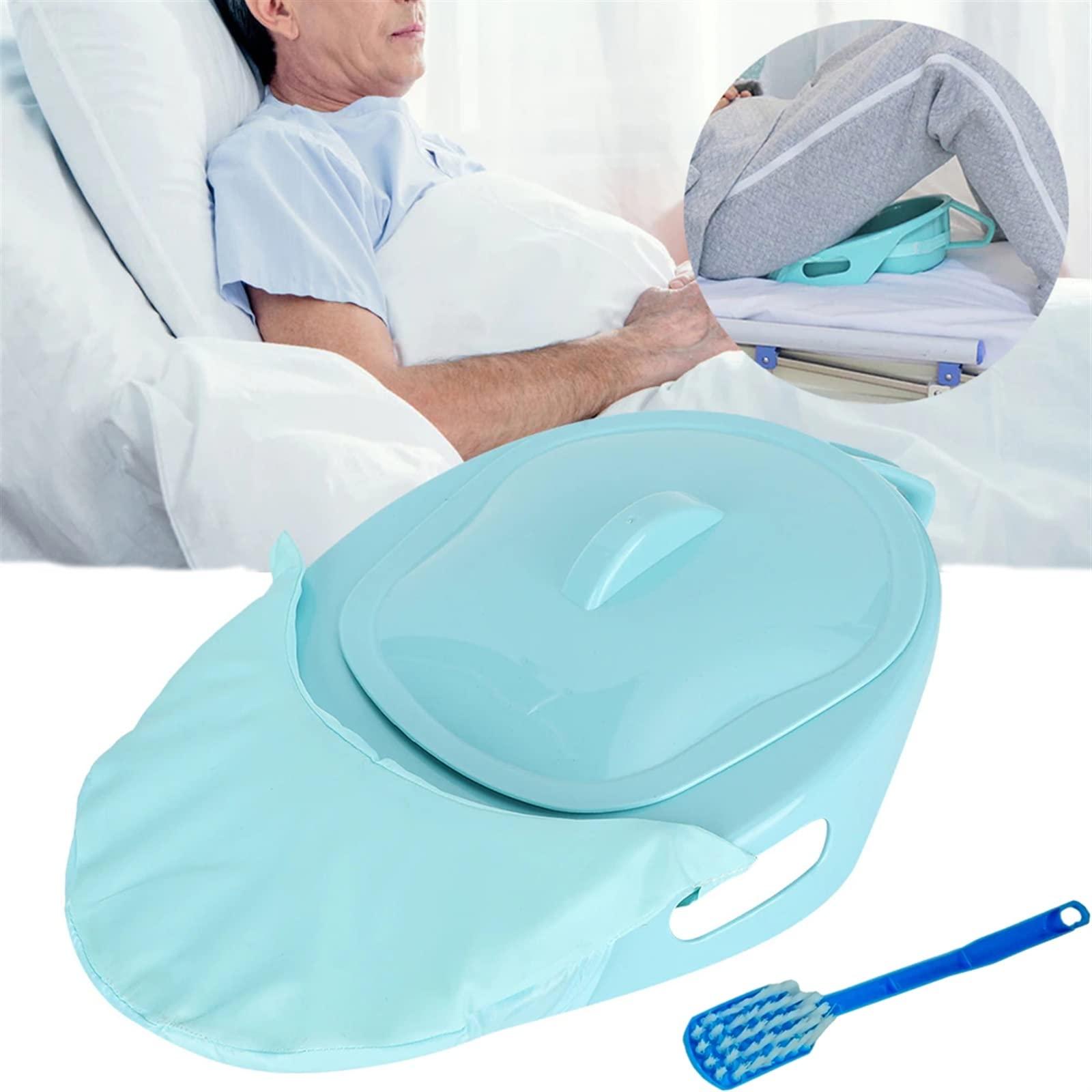 QCLUEU QCLUEU Portable Toilet Bedpan, No Spill Or Splash Design, with Soft Cushion and Cleaning Brush PP Bed Pan, for Hospital or Home Use of the Elderly and Bedridden Patients