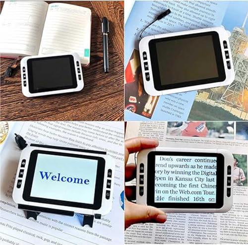 Generic Digital Magnifying Glass for Seniors and Visually Impaired - Electronic Magnifier with 19 Color Modes for Reading Newspaper - Low Vision Aid, White
