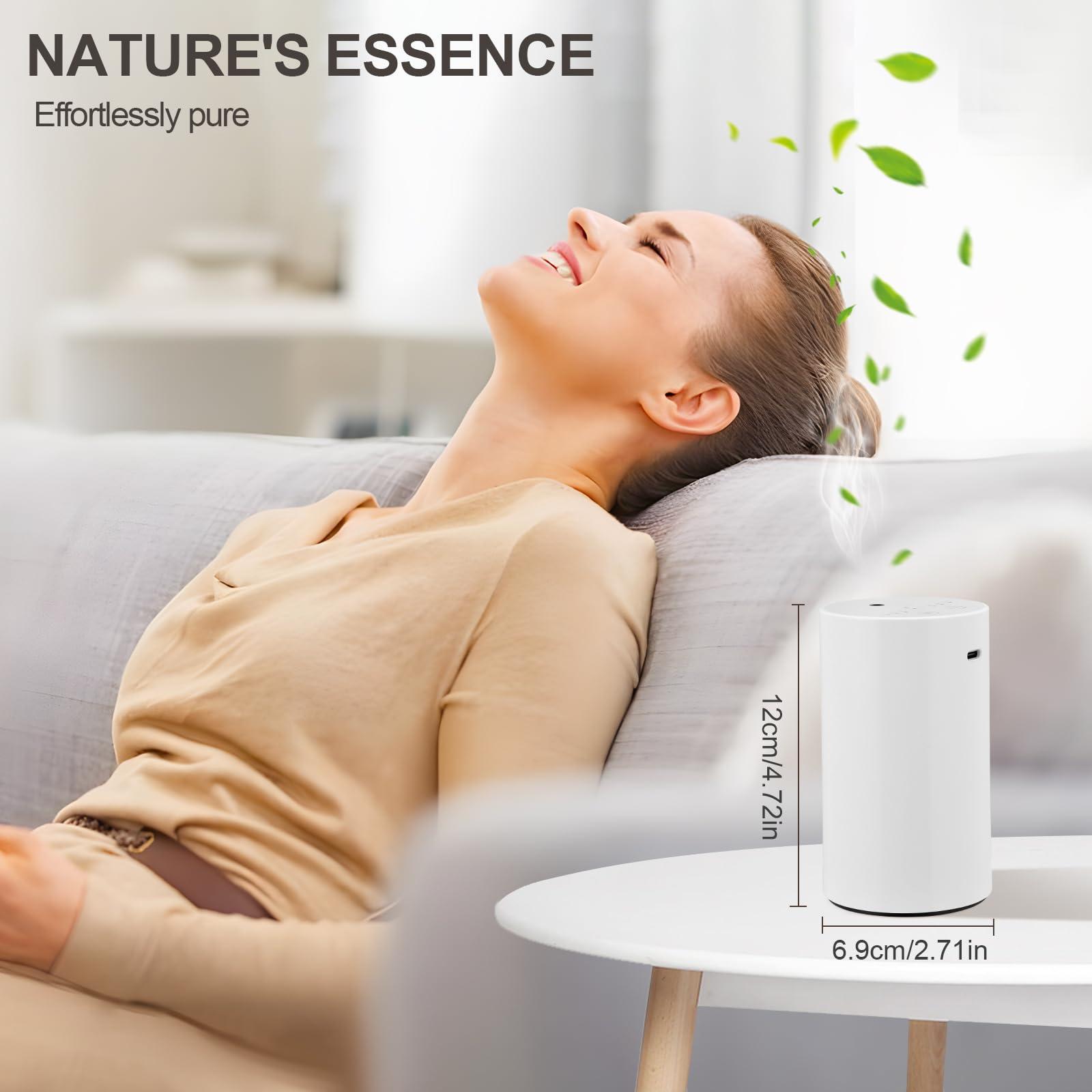 Strixorn Waterless Diffuser for Essential Oil, Scent Air Machine Aromatherapy Atomizing Diffuser, 1/2/3H/Continous Mode, 3 Mist Levels, Portable Aromatherapy Mini Diffuser for Car Bedroom Office(White)