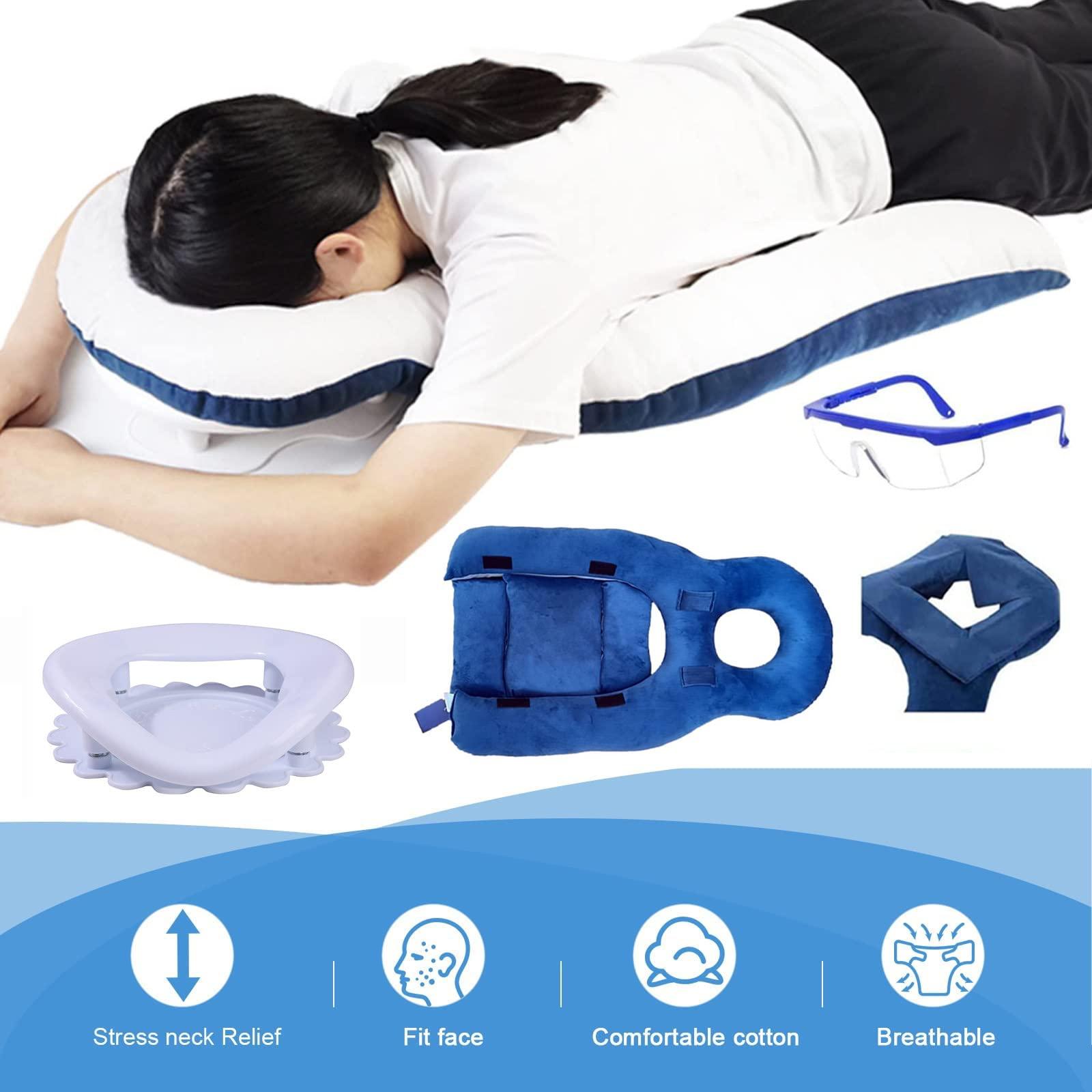 FreshCart Basics Vitrectomy Recovery Pillow - Reversible Face Down Pillow for Eye Surgery, Macular Hole and Retinal Detachment Patients - Height Adjustable Stand & Chest Pads Included