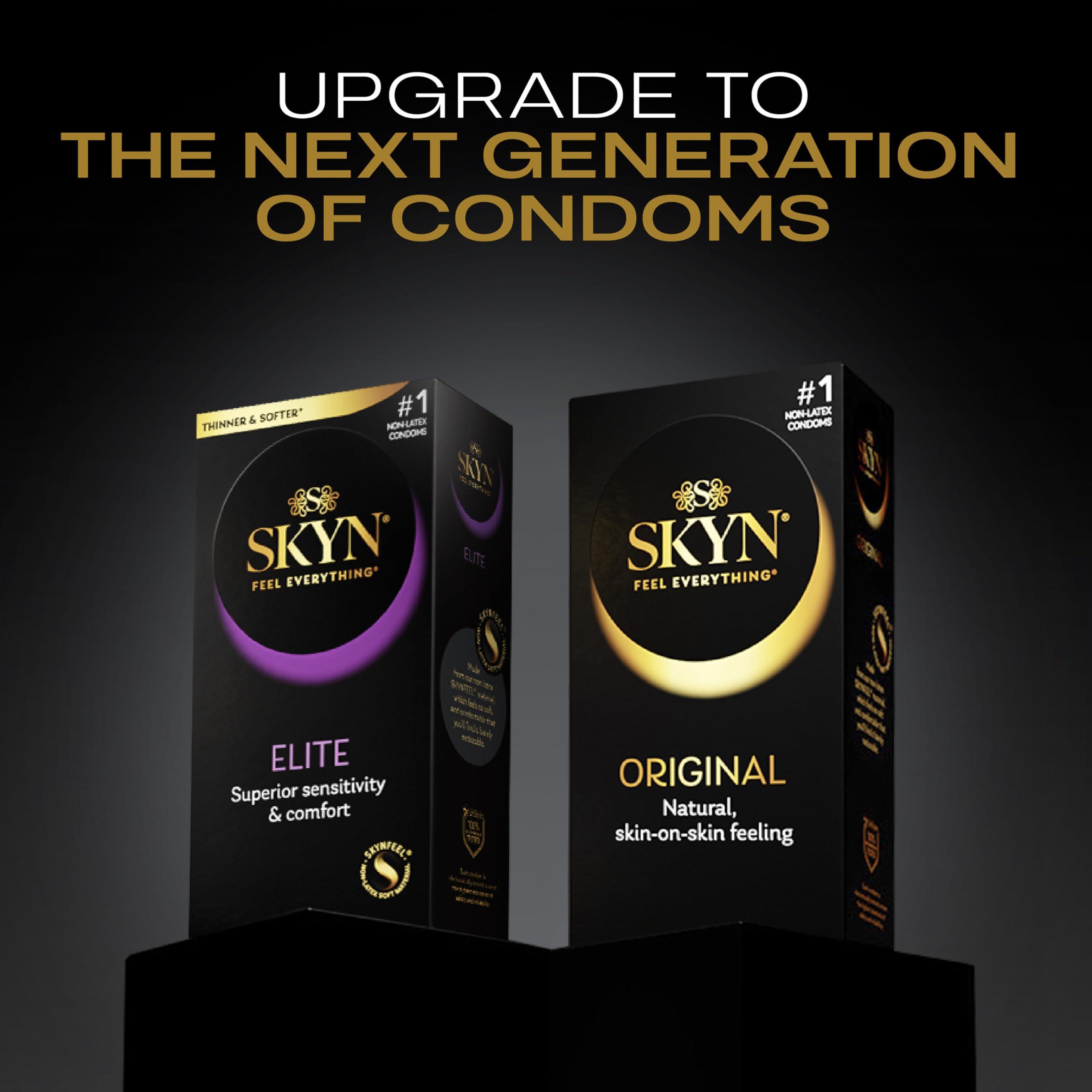 SKYN SKYN Selection Pack: 50 Original & Elite Condoms - Skynfeel Latex-Free, Regular Size, Ultra-Thin - 10 Original, 10 Intense Feel, 10 Extra Lube