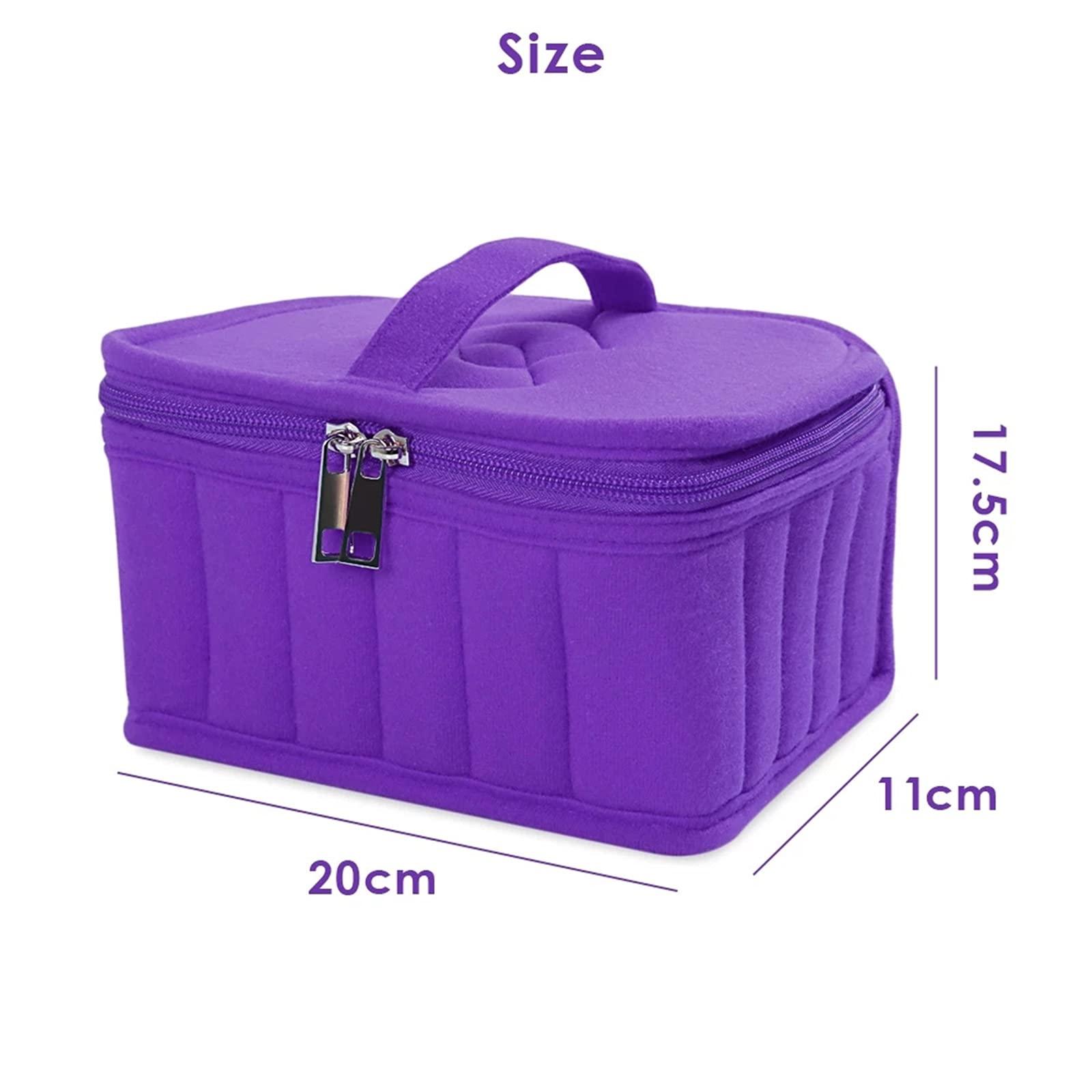 ChengBeautiful ChengBeautiful Essential Oil Storage Box Portable 30 Bottles Of 15ml Essential Oil Storage Bag Essential Oil Storage Box Cotton Storage Bag (Color : Purple, Size : 20x11x17.5 cm)