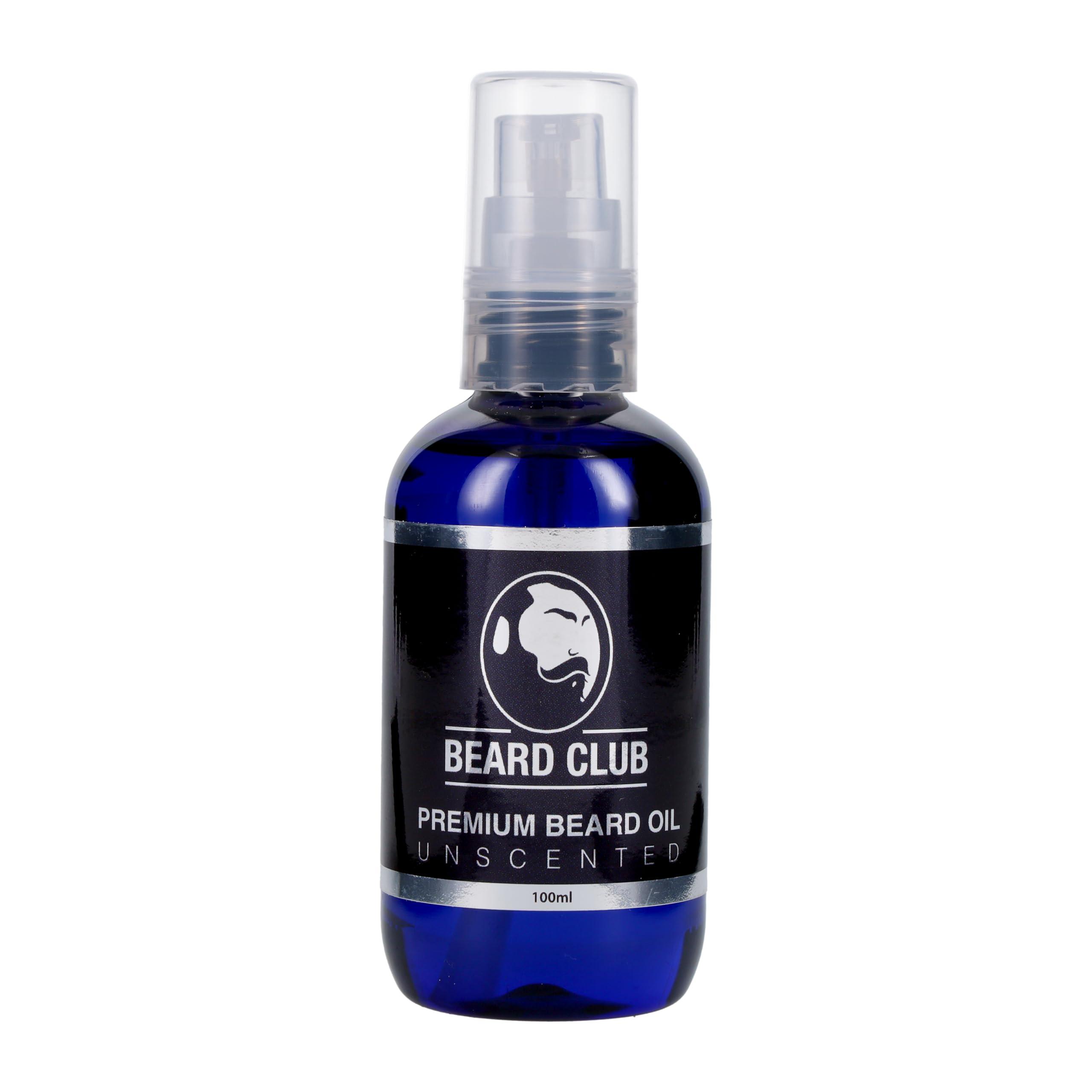 Beard Club Beard Club Unscented Beard Oil Bottle 100ml - Beard Oil for Men - Beard Growth Oil - Beard Moisturiser for Men - Beard Conditioner for Men - Beard Softener for Men - Beard Care