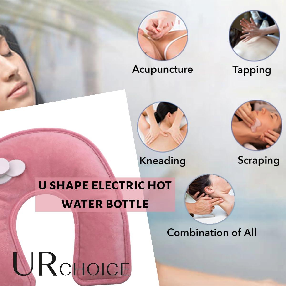 UR CHOICE UR CHOICE Rechargeable Electric Hot Water Bottle | U-Shape Neck Heat Pad | Soft & Fast Heating Hand Warmer | Ideal for Pain Relief & Massage | Cozy Pink