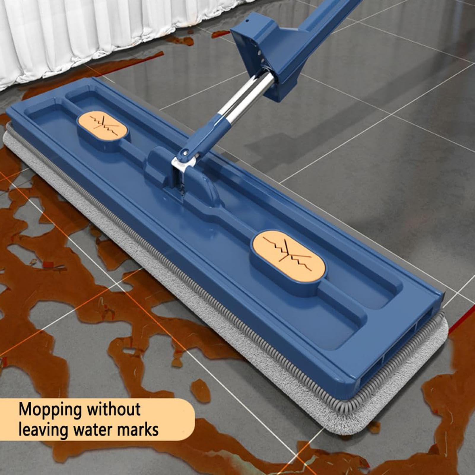 Generic Flat Head Mop - Wet And Dust Mopping - Dust Wet Dry Mop With 2 Reusable Microfiber Pads For Wet And Dry Use, Ceramic Tiles