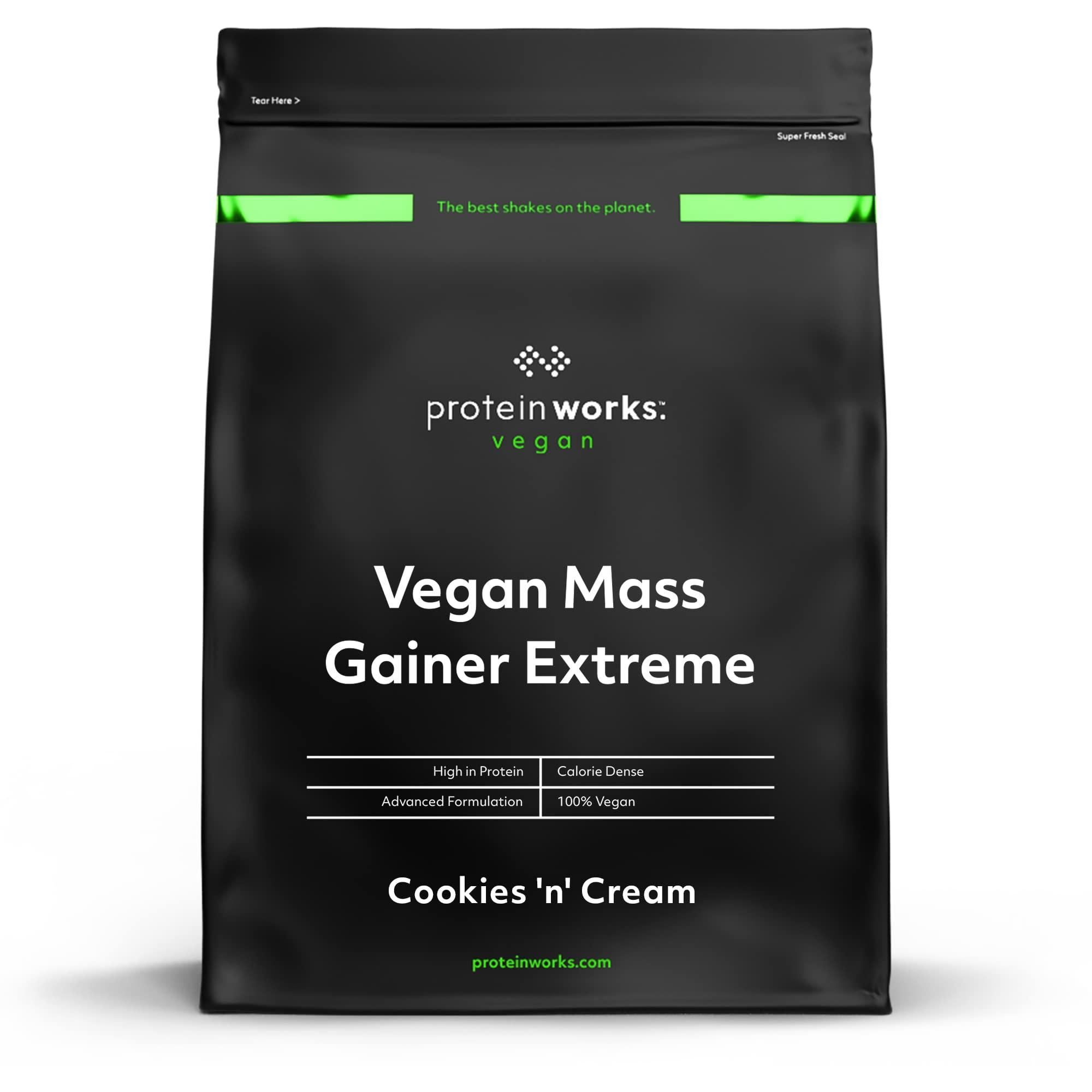 Protein Works Protein Works - Vegan Mass Gainer Extreme | High Calorie Protein Powder | Weight Gainer | Vitamins & Minerals | 10 Shakes | Cookies \'n\' Cream | 2kg