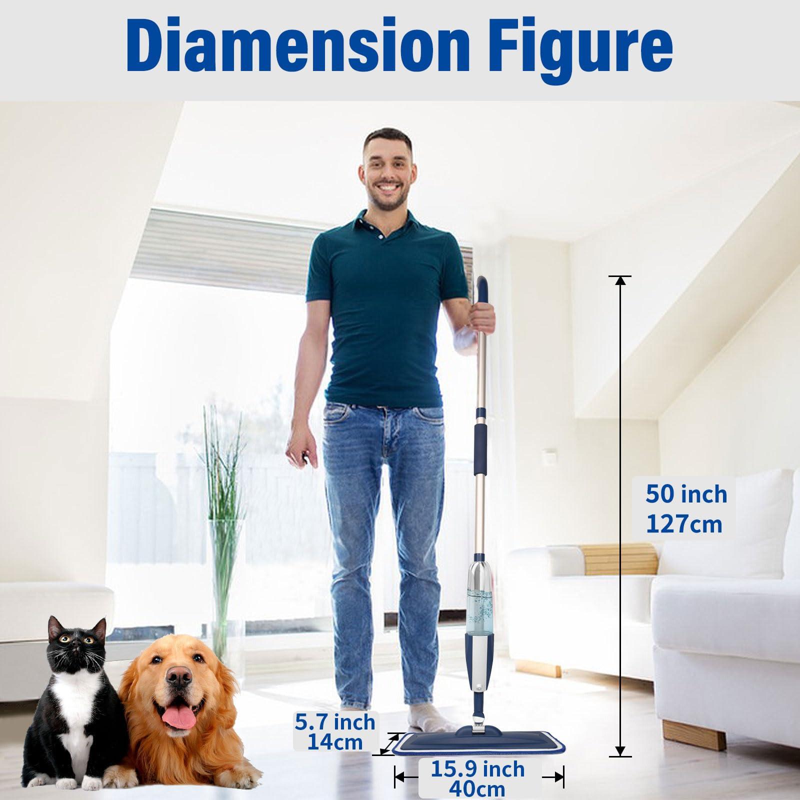 Panda Grip Mops for Floor Cleaning Wet Spray Mop with 14 oz Refillable Bottle and 3 Washable Microfiber Pads Home or Commercial Use Dry Wet Flat Mop for Hardwood Laminate Wood Ceramic