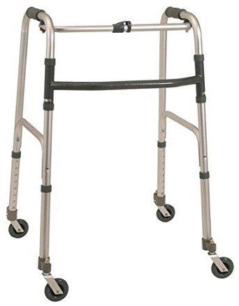 AnteaMED Folding Walker, Height Adjustable with 4 Swivel Wheels