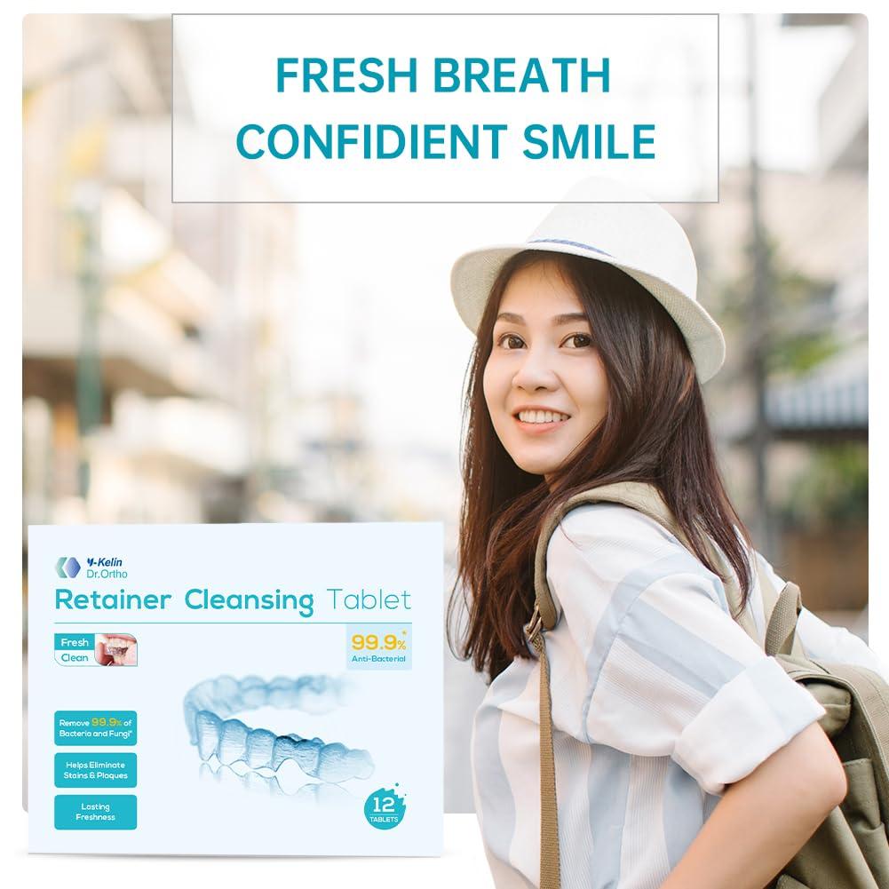 Y-Kelin Y-Kelin Retainer Cleaner,Retainer Cleansing Tablets, Denture Cleaning Tablet, Retainer,Dentures,Mouth Guard Cleaner 12 Tablets