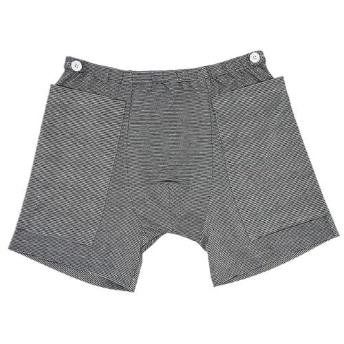 XJKLBYQ Catheter Pants For Men,Catheter Underwear for Men with Elastics Cotton Catheter Pants with 2 Pocket & Fixer Striped Concealed Nephrostomy Bag Clothing for Elderly, Abdominal Surgery, No Urine Bag, XL