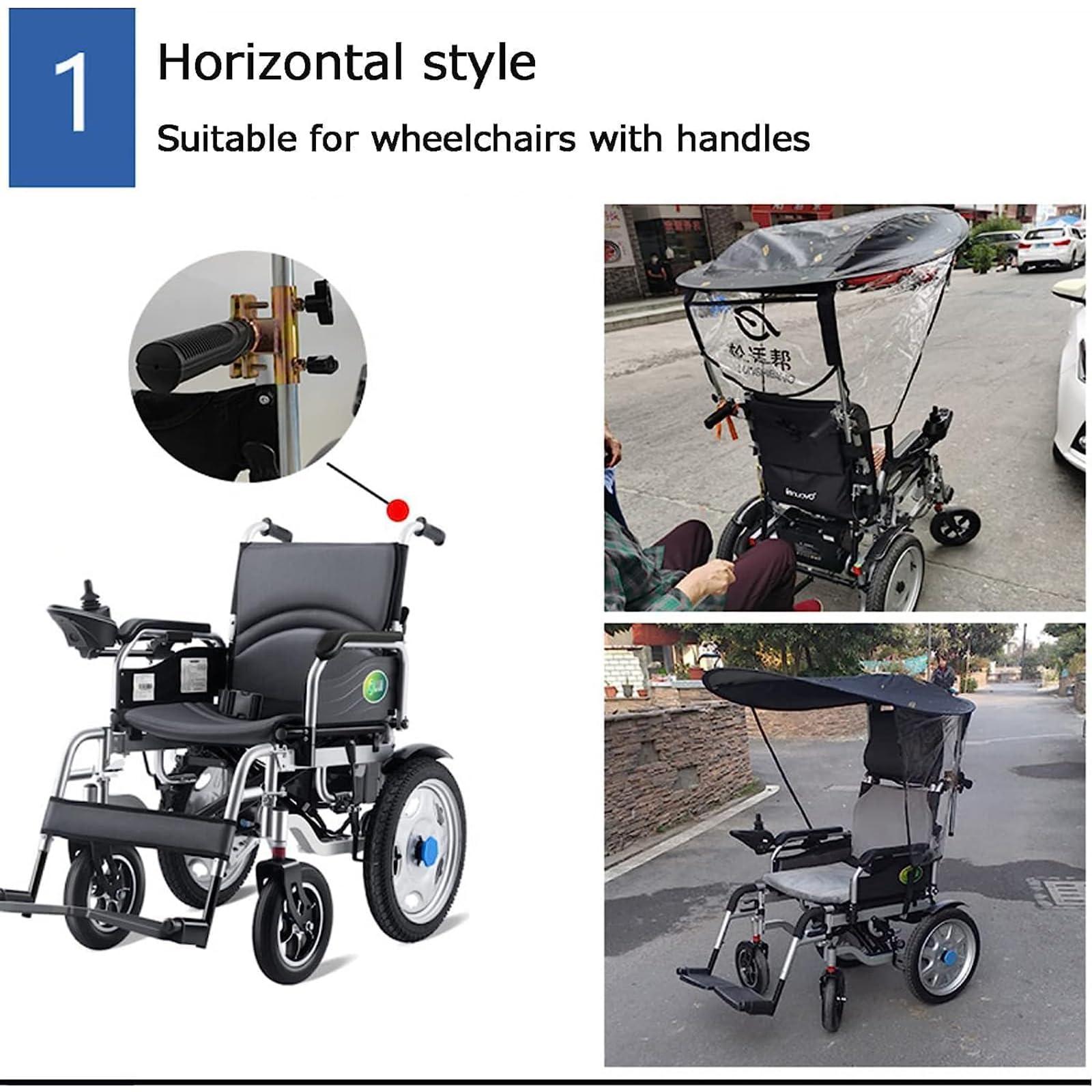 STMKB Universal Wheelchair Parasol, Adjustable Rain Cover Parasol, Most Wheelchair Powered Wheelchair Folding Umbrella Stand, UV Protection