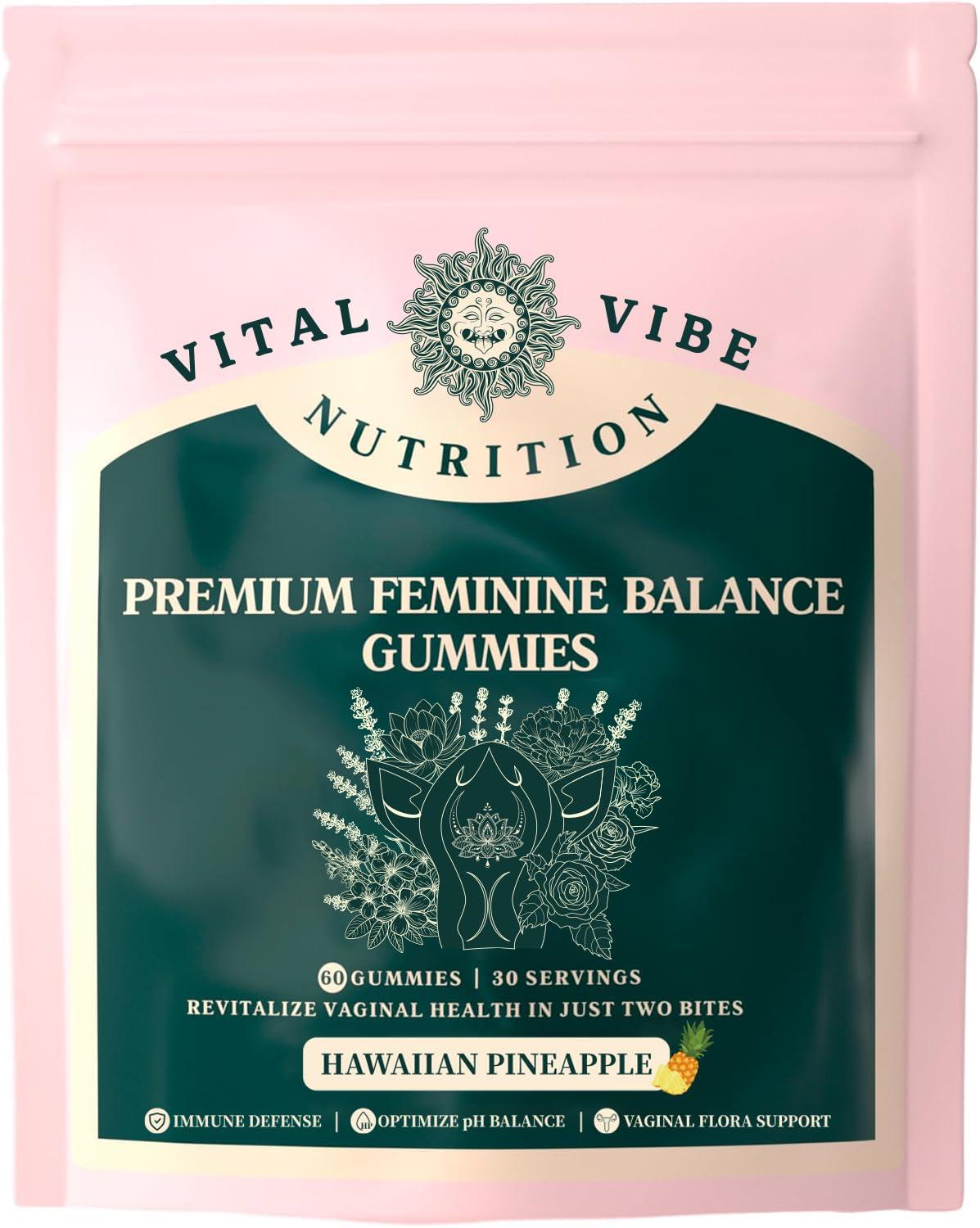 ANIANHAO Vital Source Feminine Balance Gummies Hawaiian Pineapple - Premium Feminine Balance Gummies-for Womens Health & Wellness - Immune Support - Vegan, Gluten-Free & Halal (2 Bag)