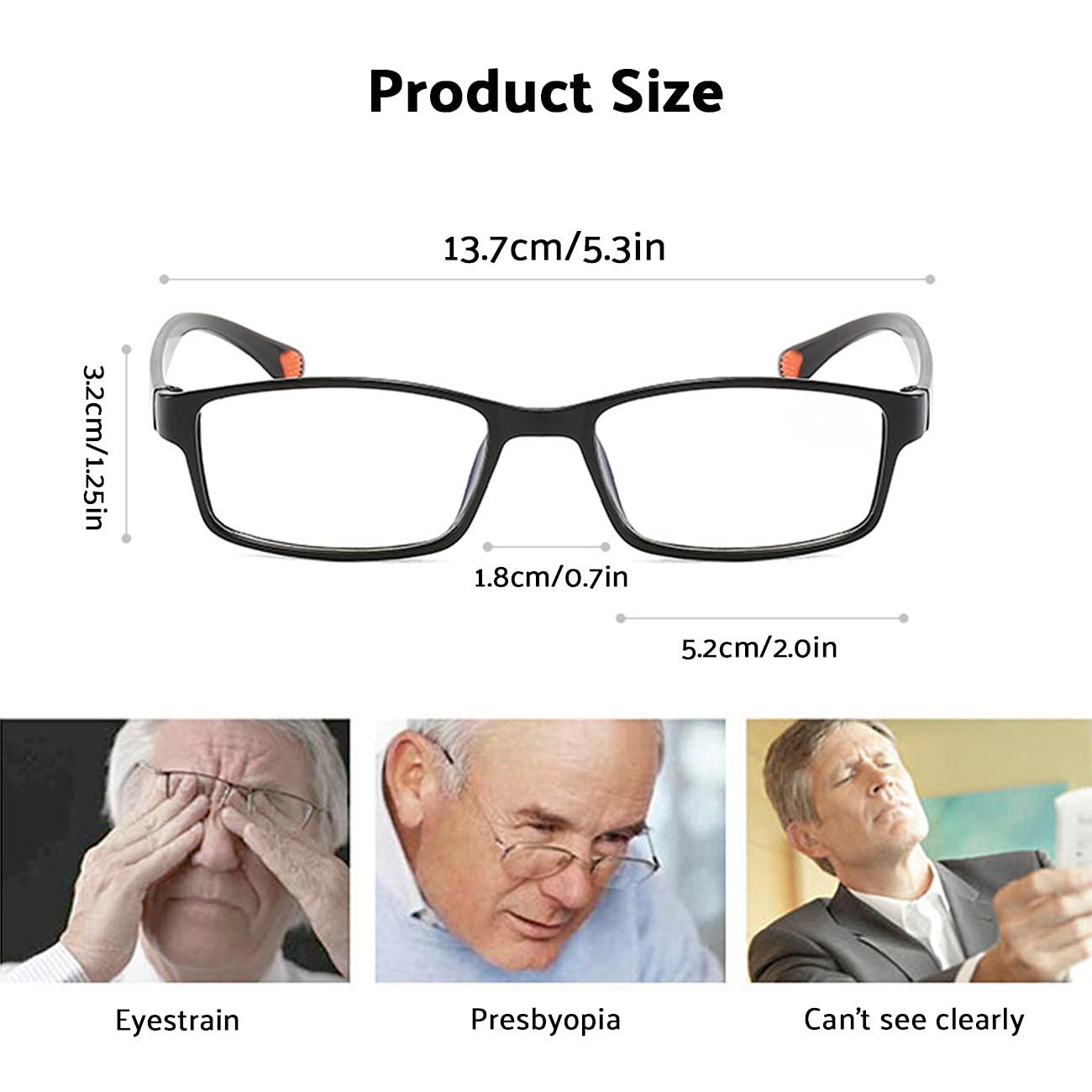 Lnobern ZhiLianZhao Men Women Lightweight Reading Glasses Eyeglasses, Lighted Magnifier, with Magnification (+1.0~+4.0), for Men And Women Led Readers Fashion Glasses,+3.0