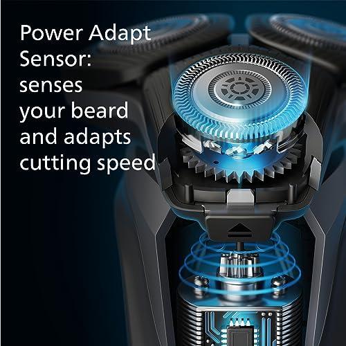 PHILIPS Philips Shaver Series 5000 - Wet & Dry Electric Shaver in Carbon Grey with 1 x Integrated Pop-up Trimmer, Soft Pouch, Protective Cap and Charging Stand (Model S5887/13)
