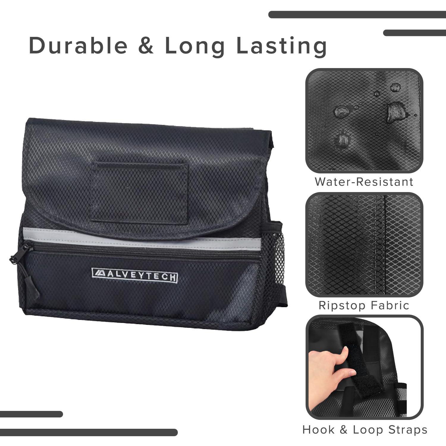 AlveyTech AlveyTech Saddle Bag for Mobility Scooter, Wheelchair, & Power Chair (Small, Black) - Armrest Accessories Holder for Wheelchairs and Electric Scooters, Side Pouch Storage Organizer, Bags for Adults