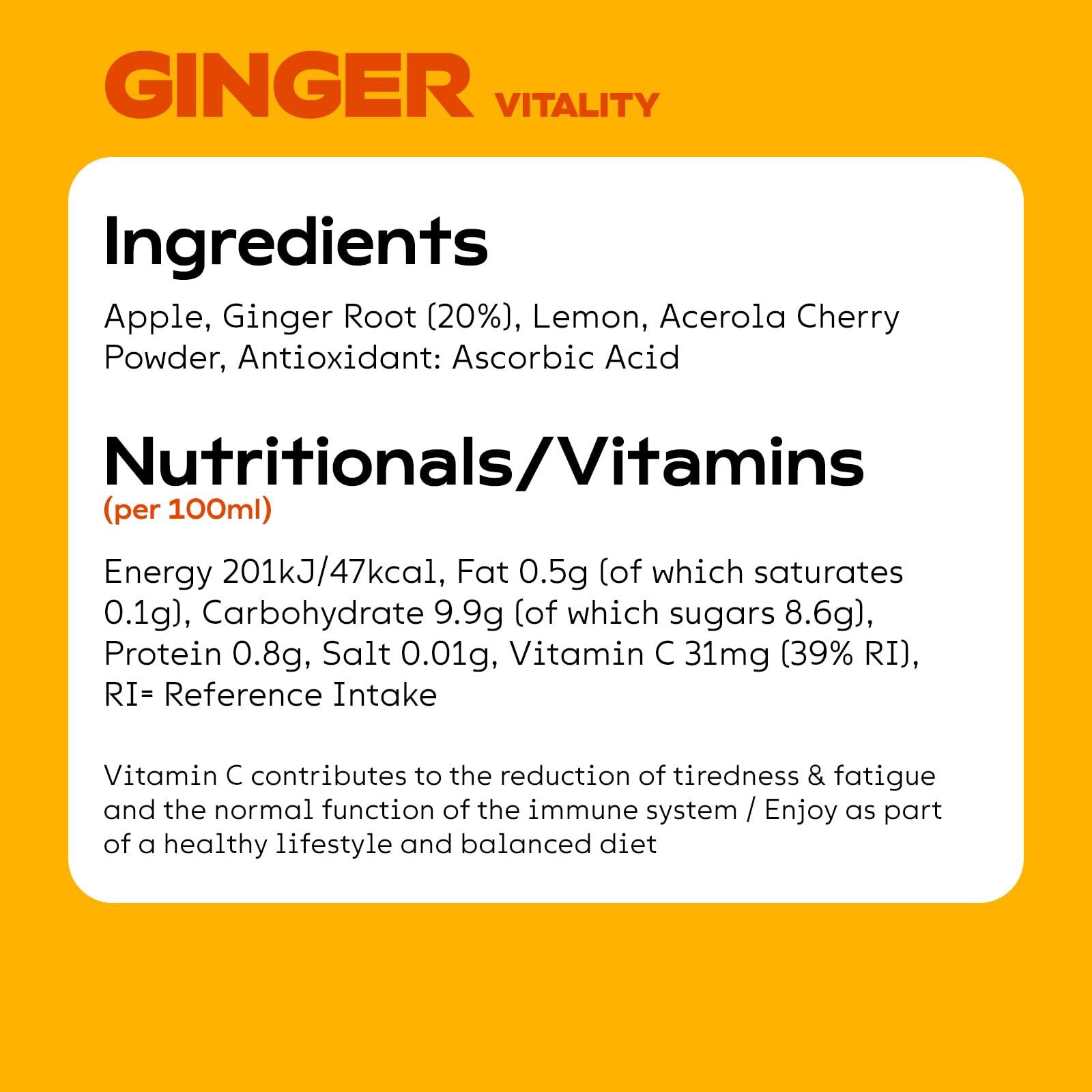 MOJU MOJU Ginger Shots (12x60ml) | Immune Support,Energy Booster, Natural Ingredients, No Added Sugars or Sweeteners, Vegan