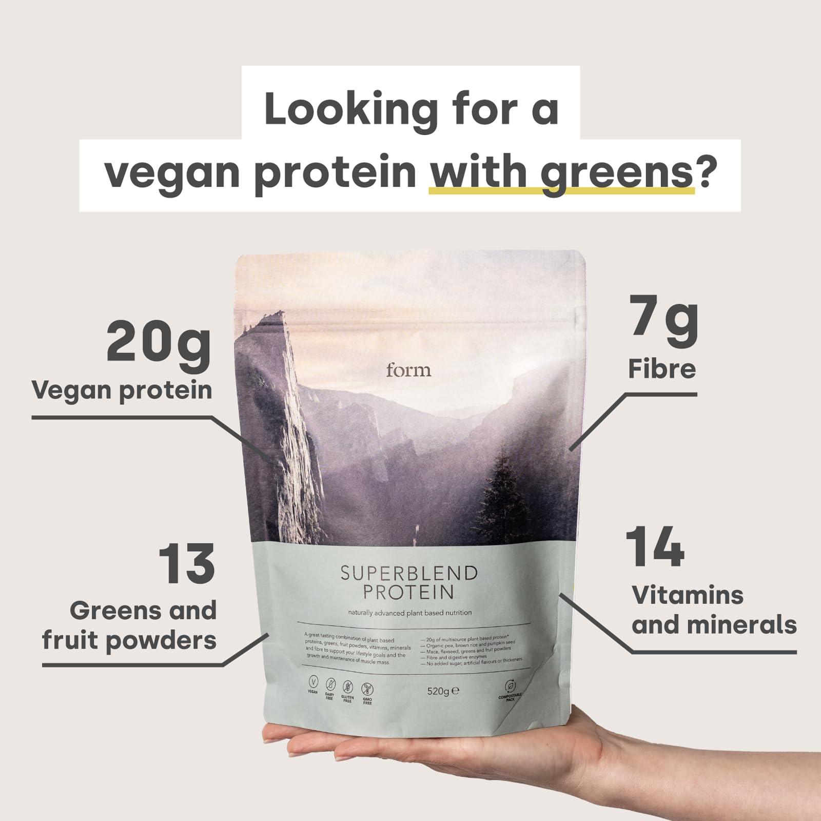 Form Form Superblend Protein Powder Vegan - Vegan Protein Powder with Superfoods, Vitamins and Minerals - 20g of Plant Based Protein Powder per Serving (Chocolate Peanut)