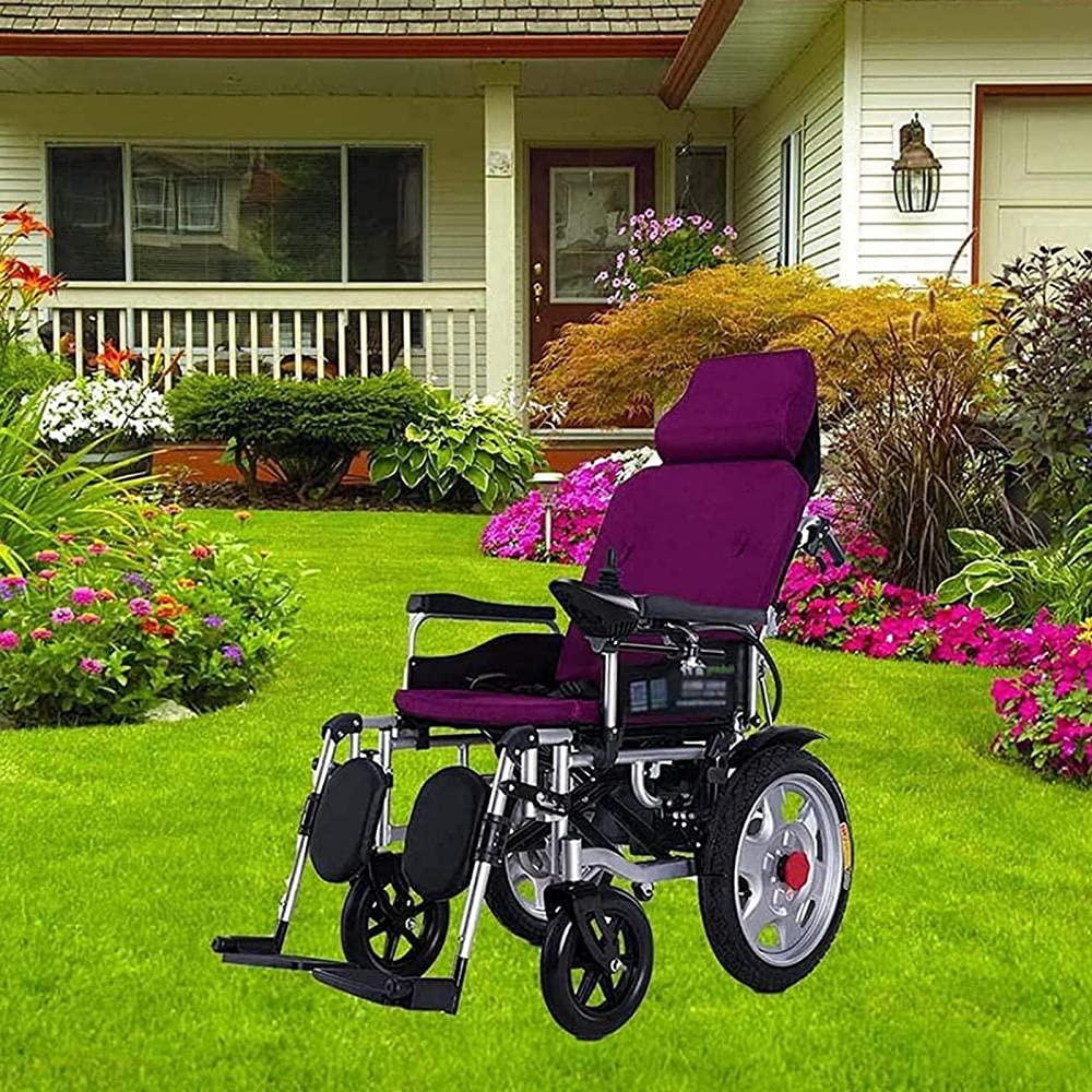 JCPYX Electric Wheel Folding and Lightweight Portable Power Heavy Duty Powerful Dual Motor Compact Mobility Aid Wheel with Headrest Suitable for Elderly and Disabled