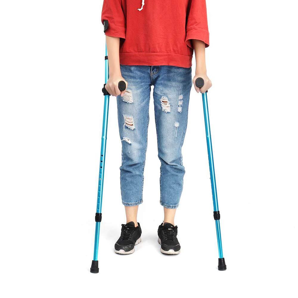 FreshCart Basics Forearm Crutches, Walking Cane with Non-Slip Grip Handle and Rubber Tip Arm Cuff Crutch Hight Adjustable Collapsible Underarm Walking Stick for