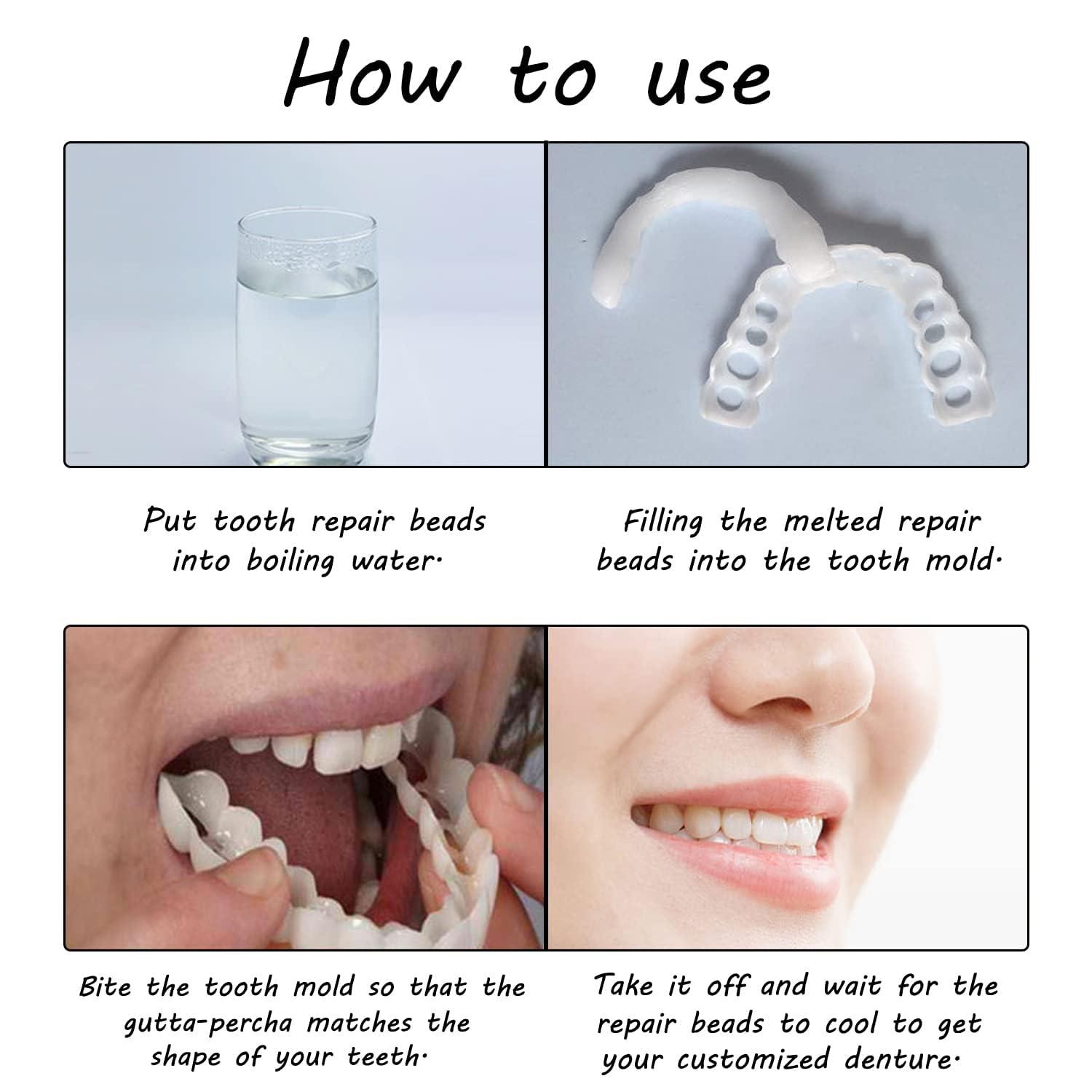 Flipped Warmth Flipped Warmth 2 Pair Instant Veneers Teeth Dentures Fake Teeth, Cosmetic Tooth Covering Snap Smile Teeth, Clip on Veneers Top and Bottom False Teeth for Men and Women