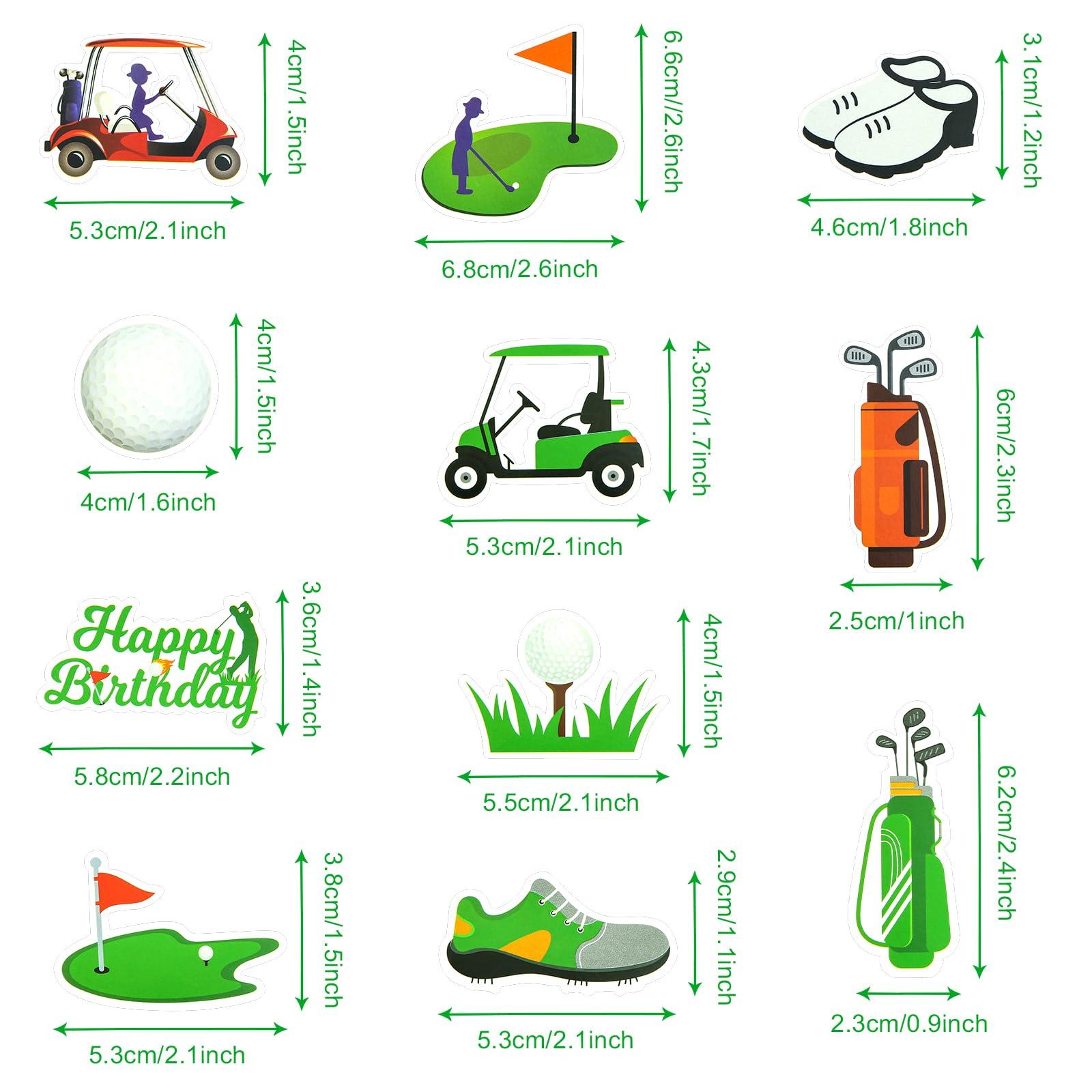 Boerni Golf Cupcake Topper, Outdoor Sport Cupcake Topper, Golf Cart Golf Course Golf Bag Golf Clubs Golf Tee Cupcake Toppers(24pcs)