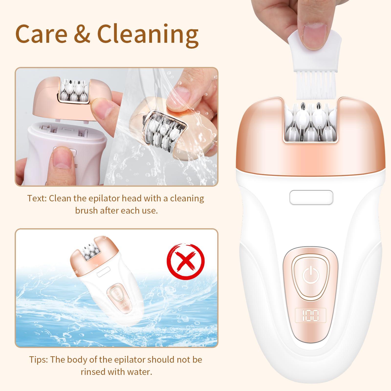 HaetFire Epilator for Women, Face Hair Epilator for Women, Portable 2 Speed Electric Lady Shaver Epilator, 3 in 1 Epilator Hair Removal with Hair Removal Device, Foot File, Lady Bikini Razor for Arm Leg Body