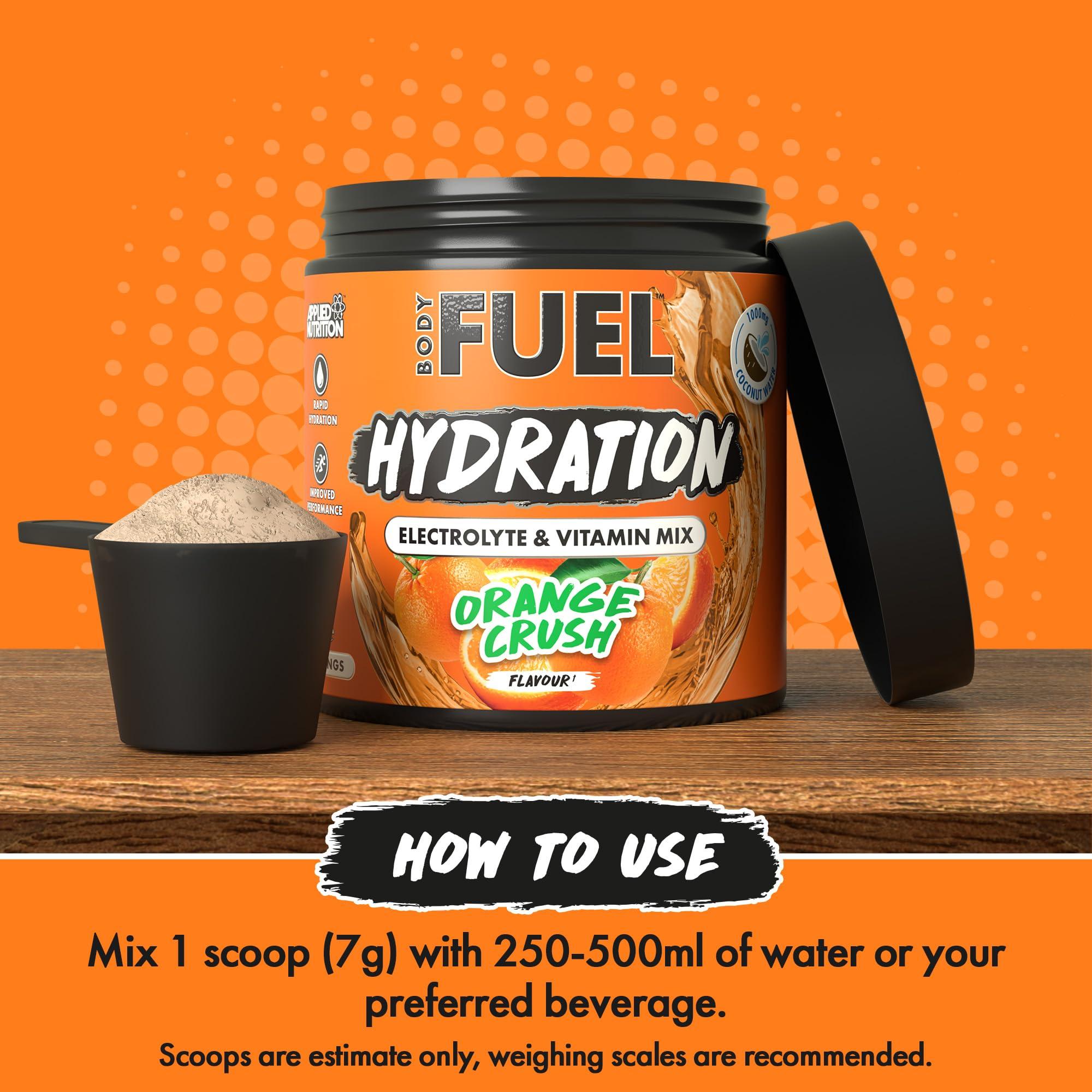 Applied Nutrition BodyFuel Hydration Electrolyte & Vitamin Powder - Natural Energy & Reduces Tiredness & Optimise Hydration (210g - 30 Servings)(Orange Crush)