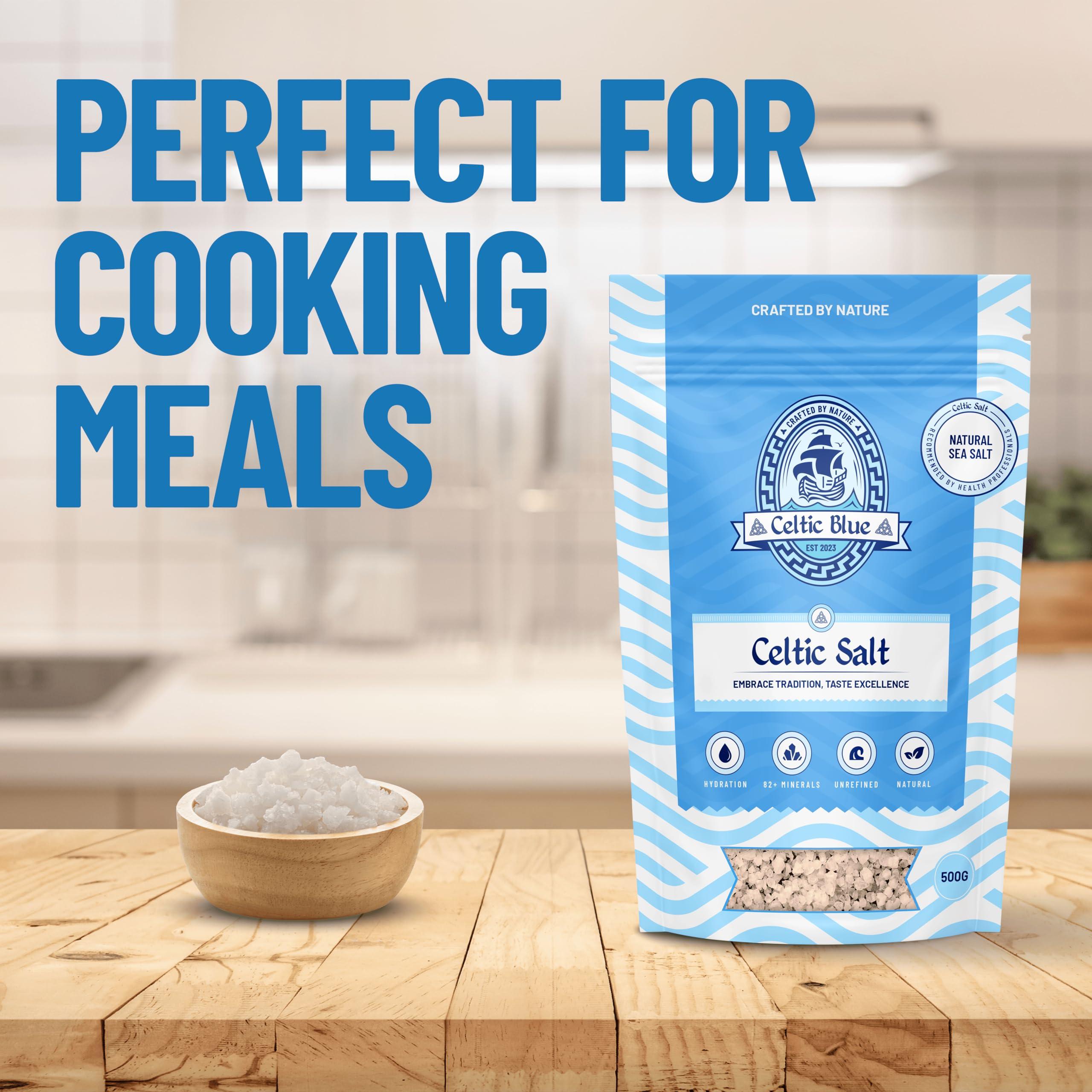 Celtic Blue Celtic Blue Celtic Sea Salt 500g | 100% Unrefined Coarse Celtic Sea Salt | 82+ Essential Minerals & Nutrients | Light Grey Celtic Salt | Traditionally Hand Harvested from Gurande, France