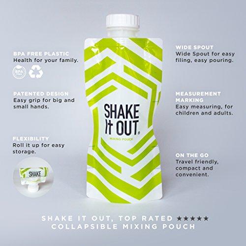 Shake It Out Shake It Out Collapsible Shaker Bottle for Protein Shakes, Supplements - 12 Ounce Reusable, Recyclable, Travel Bottle (Lime / White, Single)