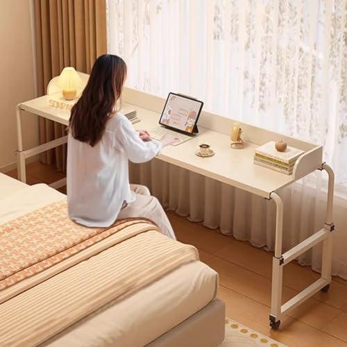 ZAIHW Adjustable Rolling Overbed Table - King Size, Laptop Desk for Home Office (Wood Color, 120cm)
