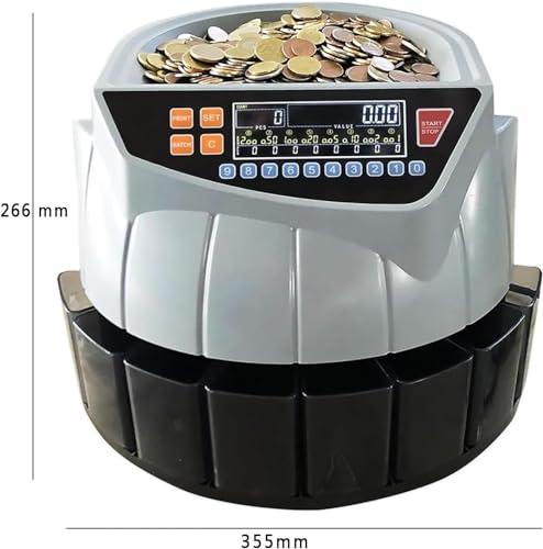 HENLYEN Commercial Coin Counter Machine, Electric Coin Sorter with LED Display, 8 Coin Bins, 216 Units/min and Supports Counting and Sorting, Add and Batch Mode, for Supermarket, Shop, Home, Business.