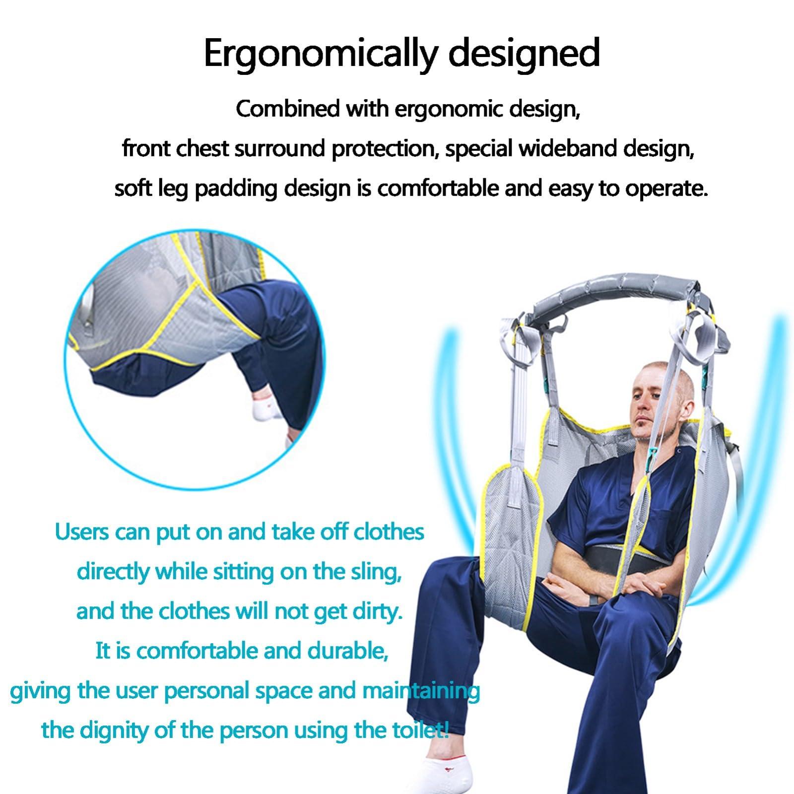 Glcfound Hoyer Lift Sling Full Body Sling with Patient Lifts Lifting Sling for Patient Transfer and Positioning and Lifting Patient Aid Full Body Toileting Sling Patient Aid One Piece Patient Lift Sling L