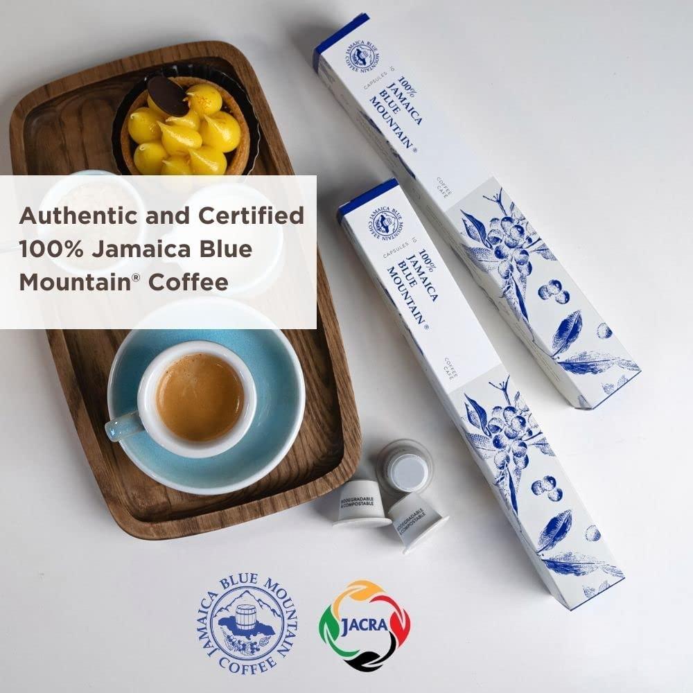 JA Coffee JA Coffee - 100% Jamaica Blue Mountain Coffee Pods for Nespresso Machines (OriginalLine) - Medium Roast - Premium Arabica - 10 Compostable Capsules
