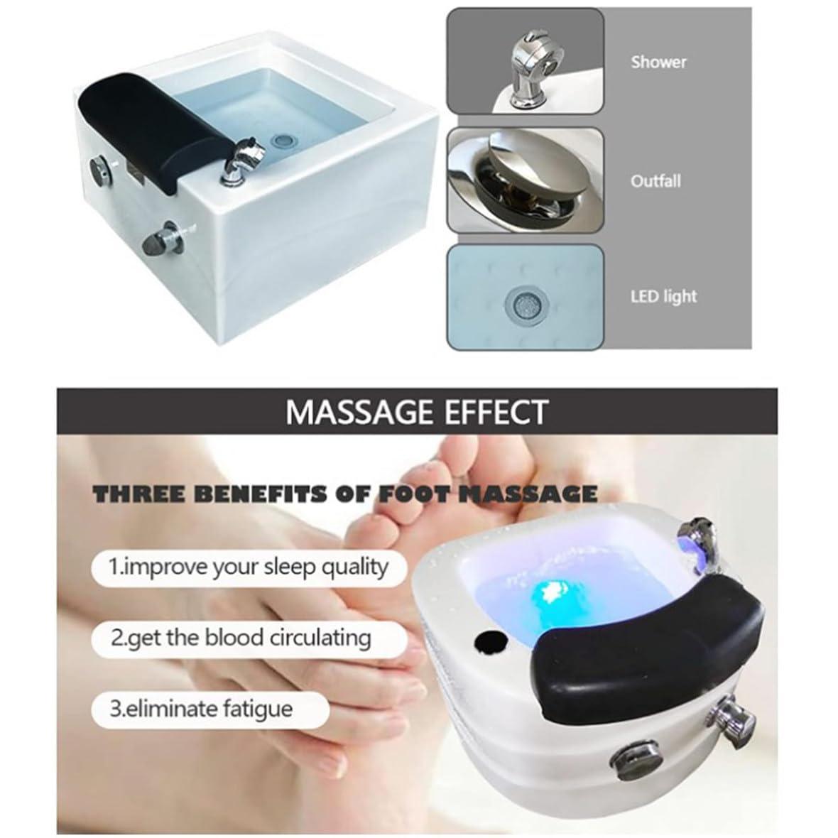 Generic Portable Pedicure Foot Spa Bathtub with Acrylic Chair - Relaxing Feet Spa Tub for Home and Salon Use - Shower Wash & Massage Features