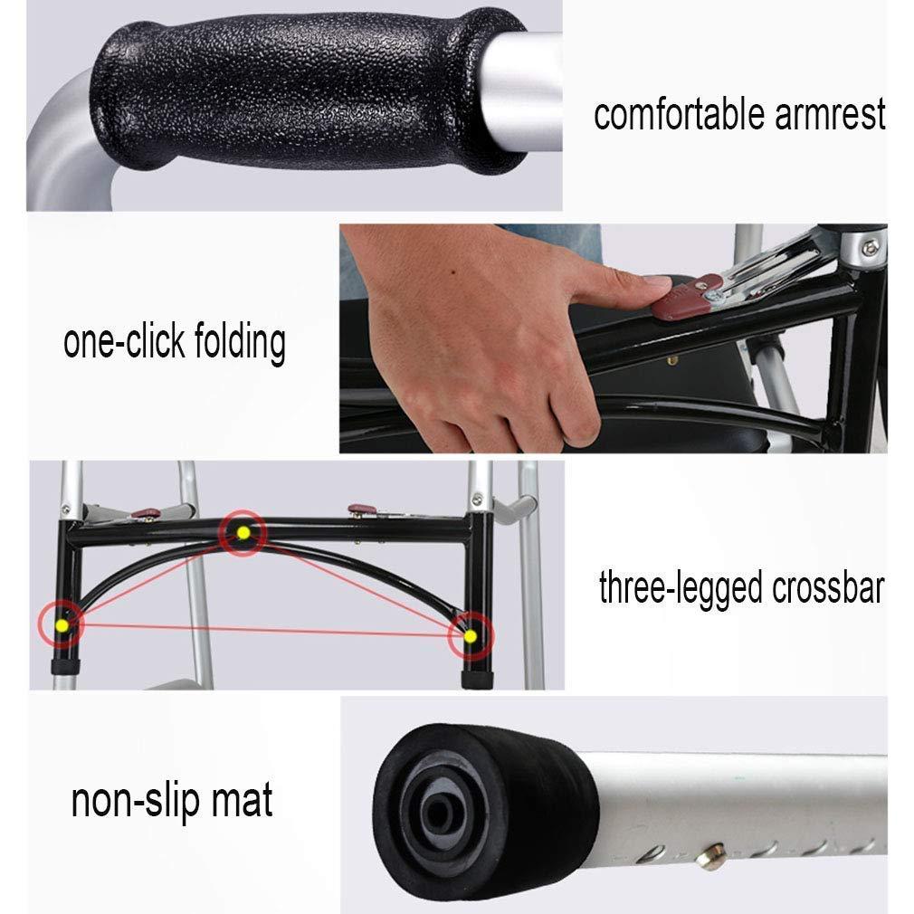 NATWEE Walker,Shower Commode Chair with Pot for Seniors | Folding Rollator Walker with 4 Wheels - Adjustable Height - Walking Frame Transport Chair with Handbrake and Flip Leather Seat It's so Kind of You