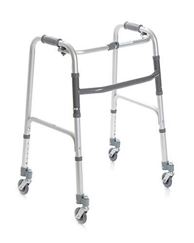 AnteaMED Folding Walker, Height Adjustable with 4 Swivel Wheels