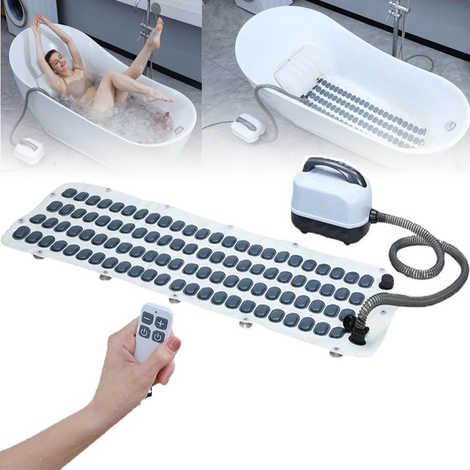GplHAIN Bath Spa Massage Mat W/Inflatable Pillow & Remote, Full Body Massage Spa Machine - Body Bubble Bath Machine, Home Large Size Mat(32.5 * 19.5 * 29cm)
