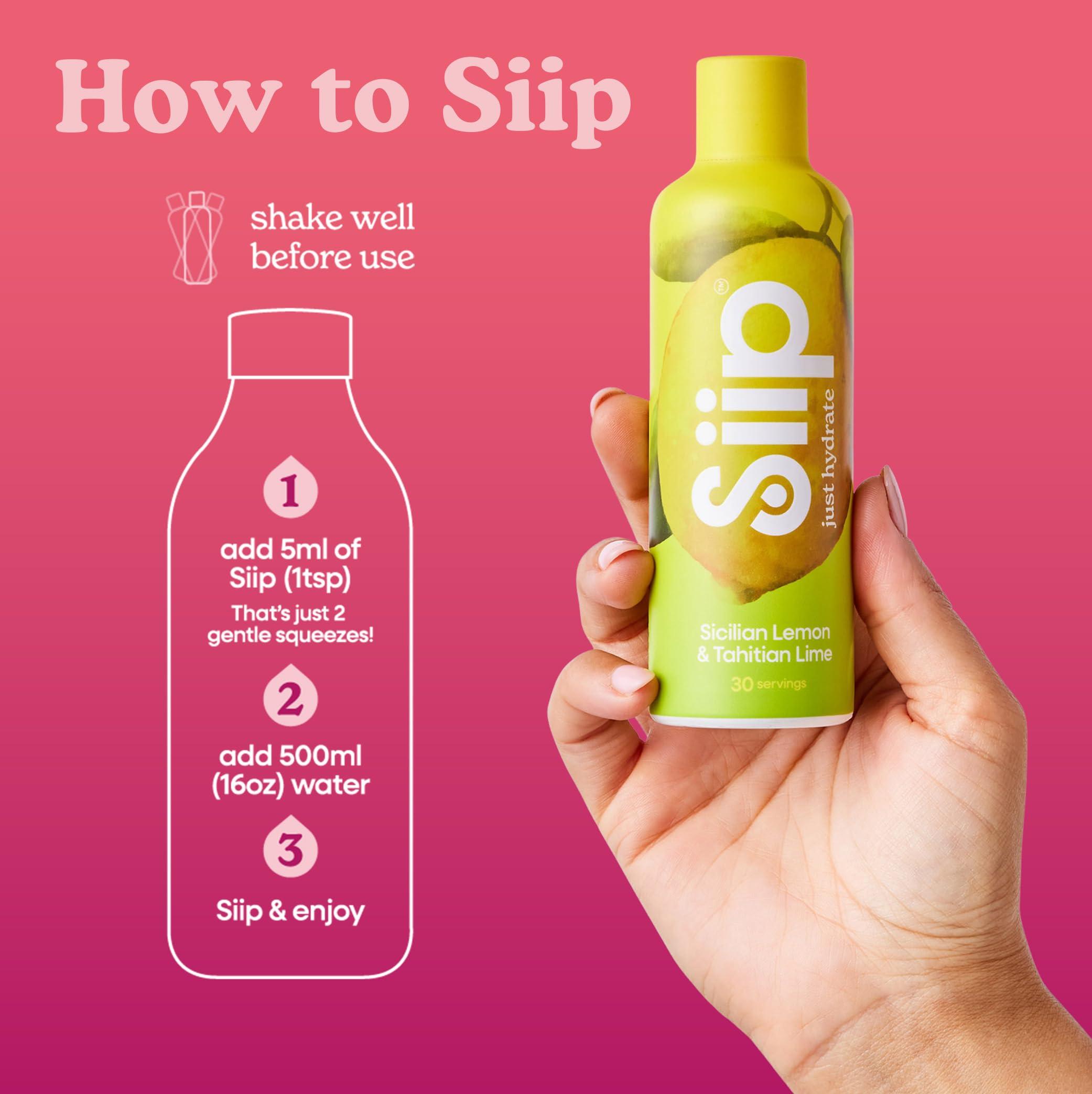 Siip Siip Electrolytes Water Enhancer, Makes 30 Drinks, with Vitamin B12, Vitamin C, Vitamin D3, Magnesium, Zinc, Sicilian Lemon & Tahitian Lime Flavour