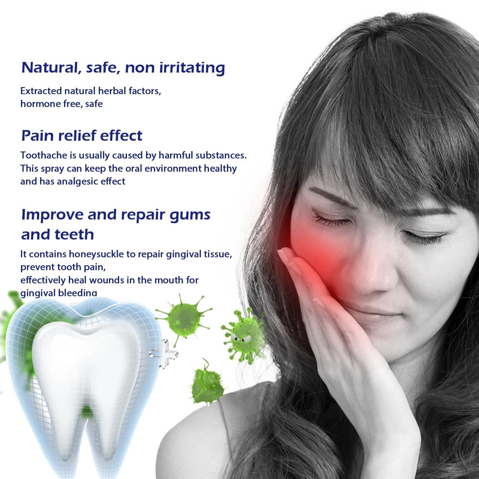 HIVETZ 2pcs Toothache Relieving Spray,Herbal Oralcare Spray,Toothache Pain Relief,Dental Pain Relief Spray,Toothache Pain Relief for Adult,Instant Teeth Treatment Relief,Strong Pain Relief for Toothache