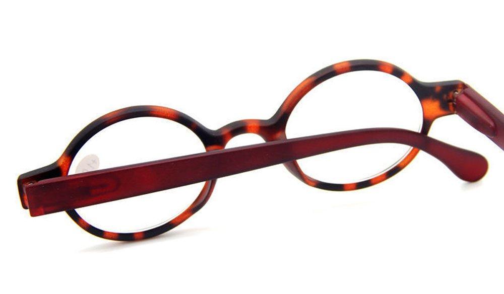 Agstum Agstum Designer Small Round Oval Vintage Reading Glasses with Spring Hinge (Leopard Frame/Red Temples, 1, x)