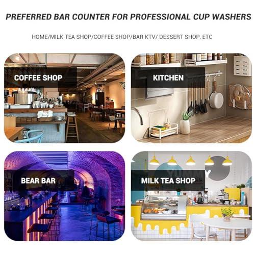 MaxtiL MaxtiL Automatic Cup Washer with Brush, Glass Rinser for Kitchen Sink, Bottle Washer, Faucet Glass Rinsing, 360 Rotary Jet, Brushed 304 Stainless Steel, for Home Bar Cafe black